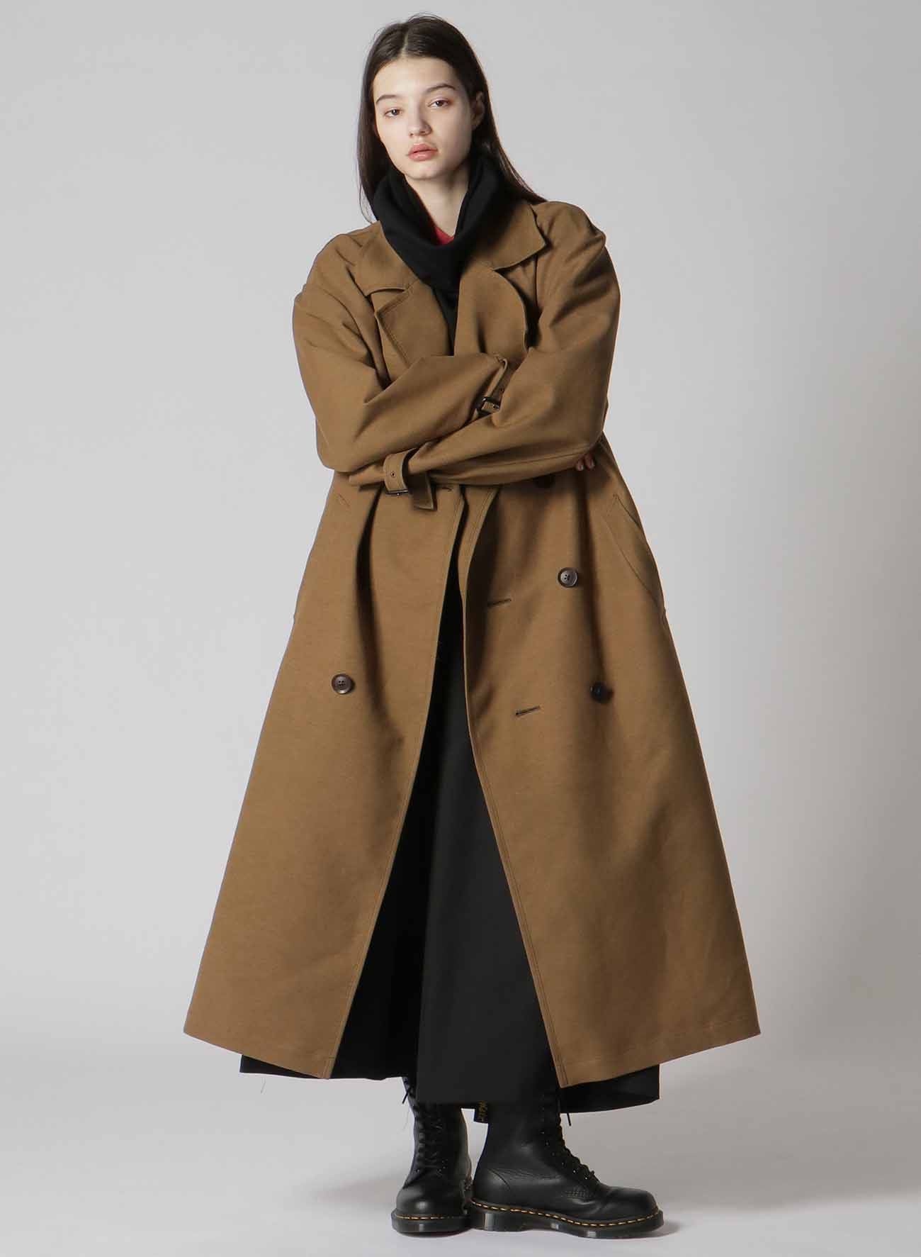 NY/C DOUBLE CLOTH ASYMMETRY COLLAR PEA COAT