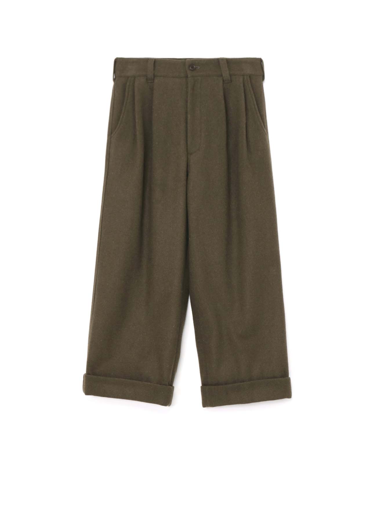 RECYCLED WOOL MELTON 2 TUCK WIDE CUFFED PANTS