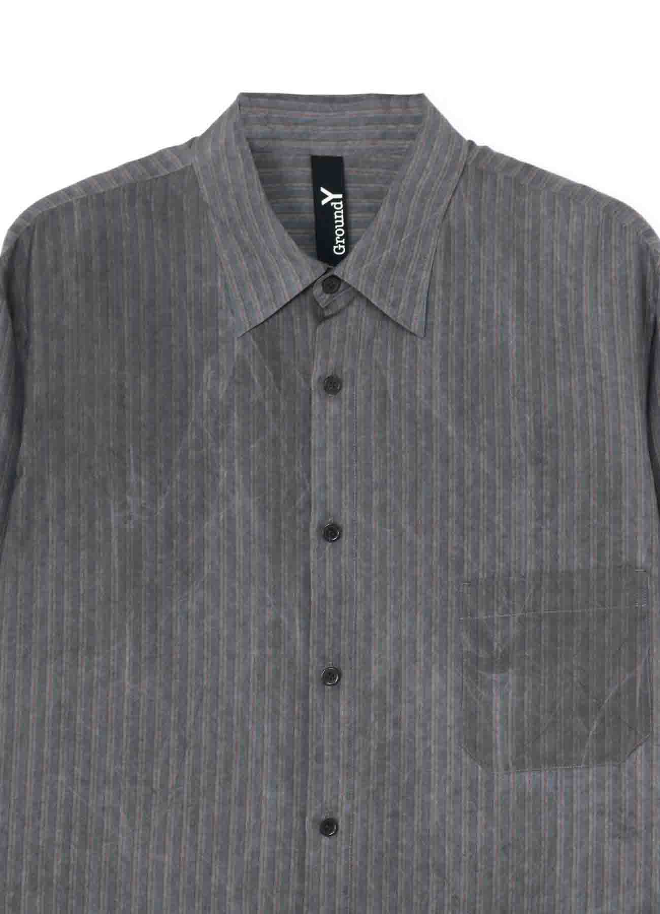 INK DYED STRIPE CUPRO RAYON A BIG COLLAR SHIRT