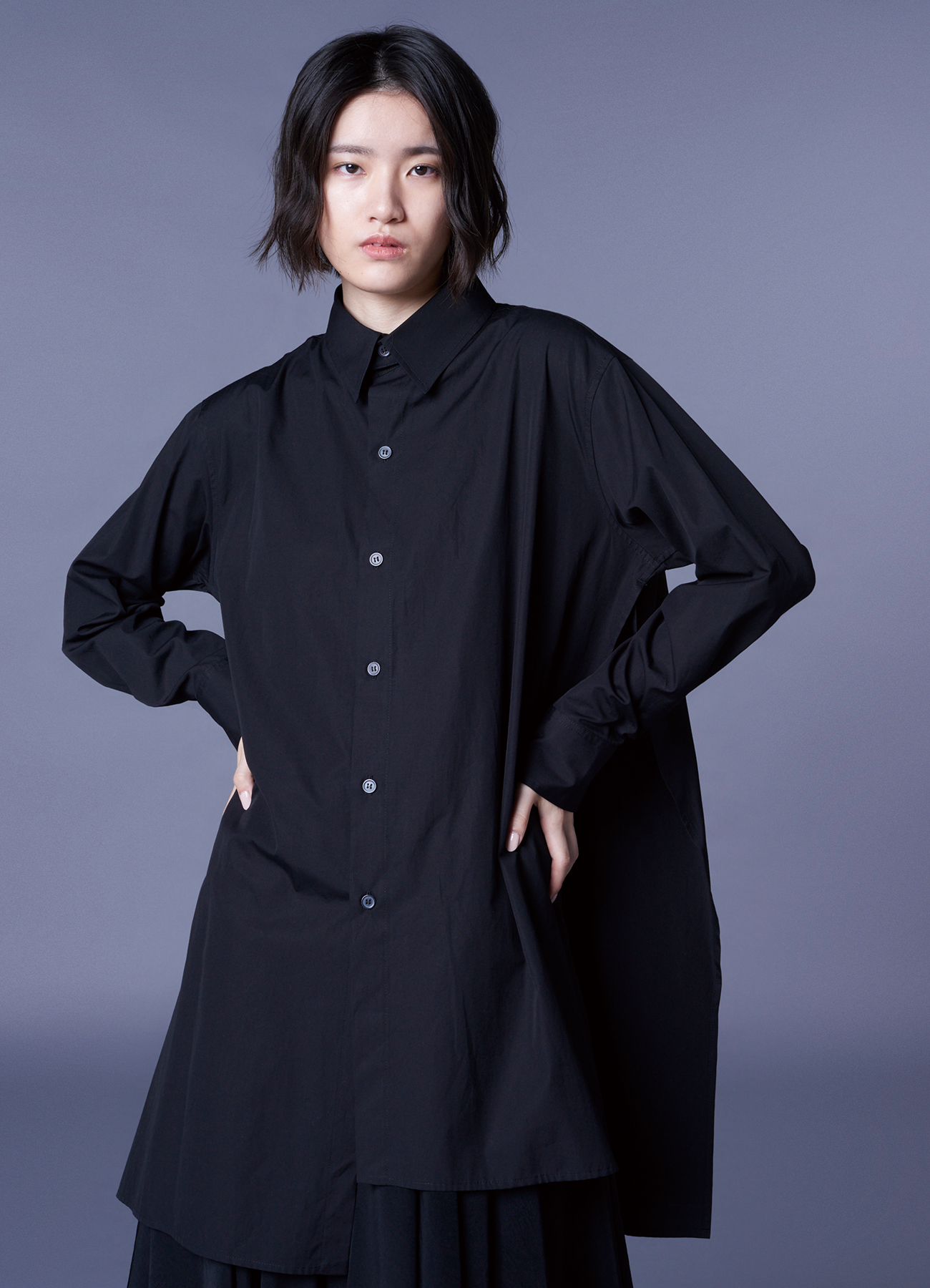 COTTON BROAD CLOTH SPARE COLLAR DOUBLE SHIRT