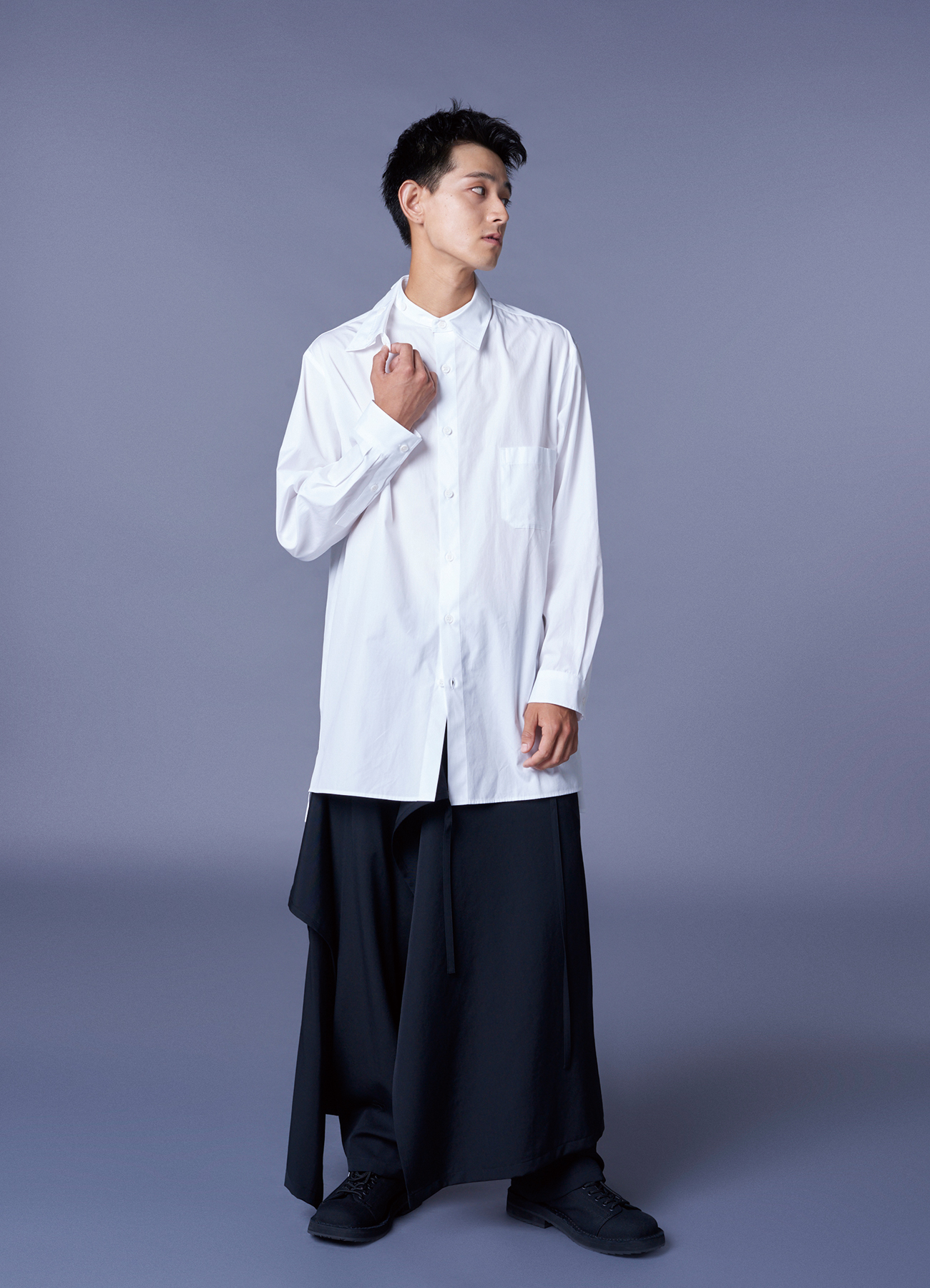 COTTON BROAD CLOTH SPARE COLLAR STANDARD BIG SHIRT