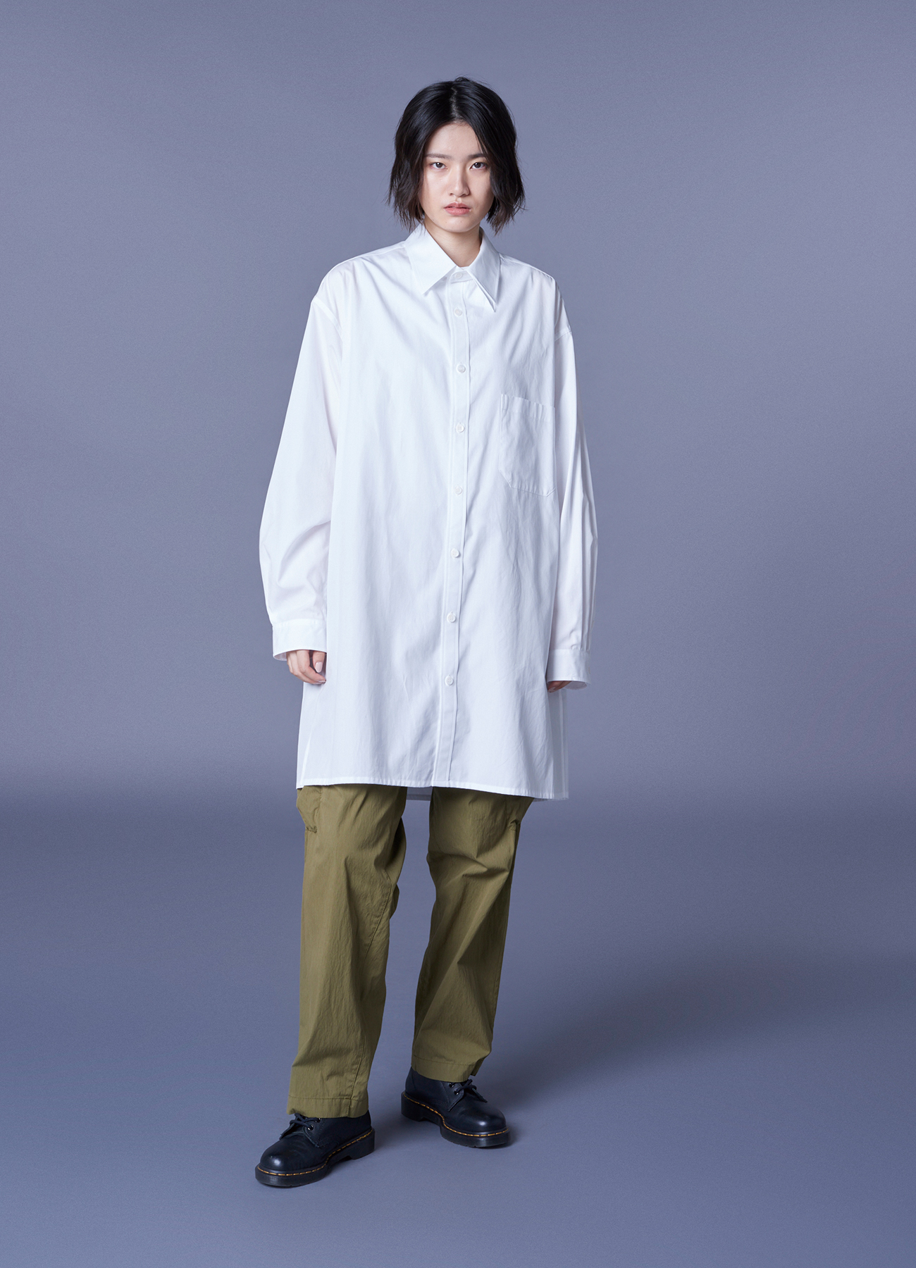 COTTON BROAD CLOTH SPARE COLLAR BIG SHIRT