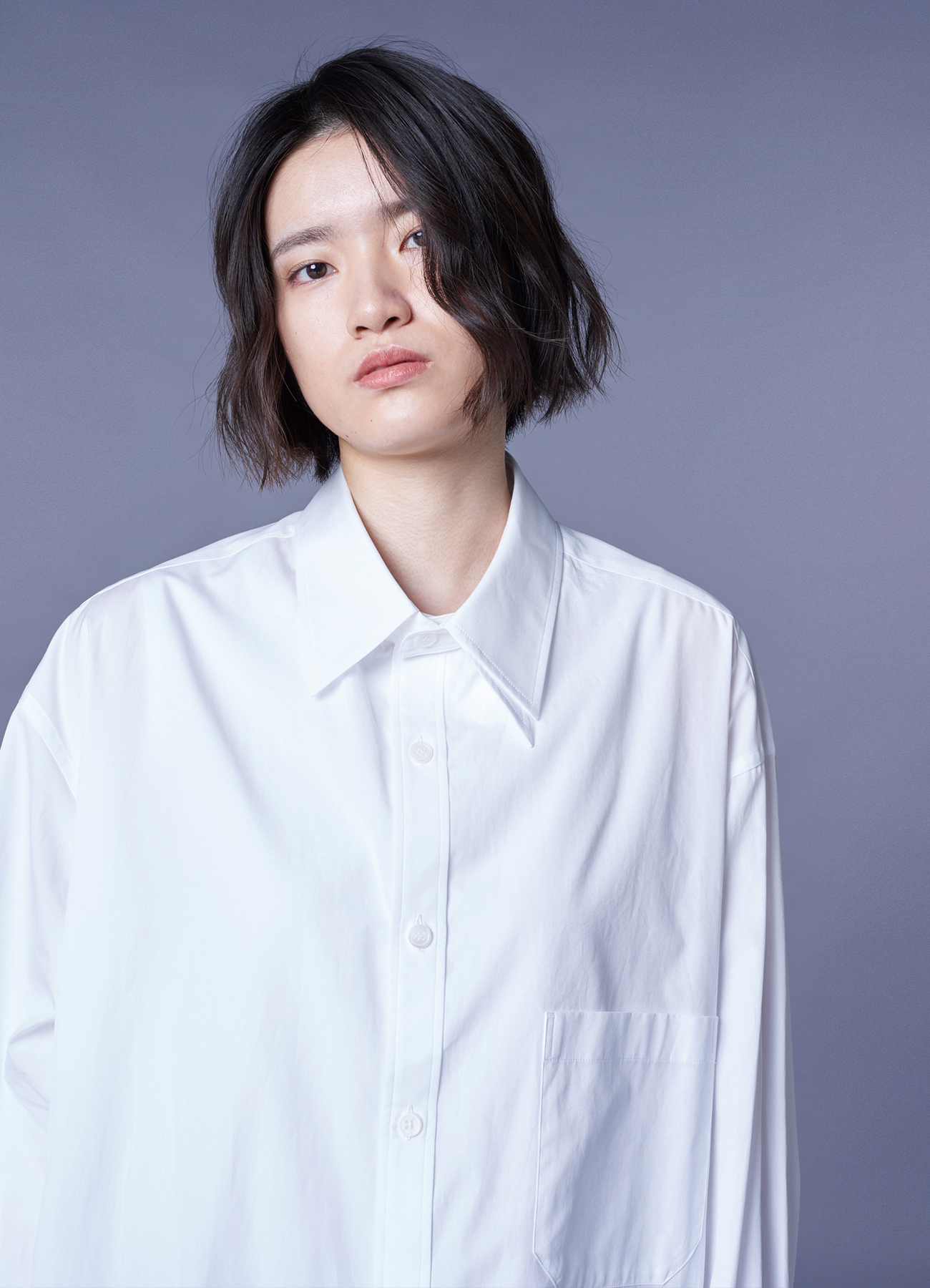 COTTON BROAD CLOTH SPARE COLLAR BIG SHIRT