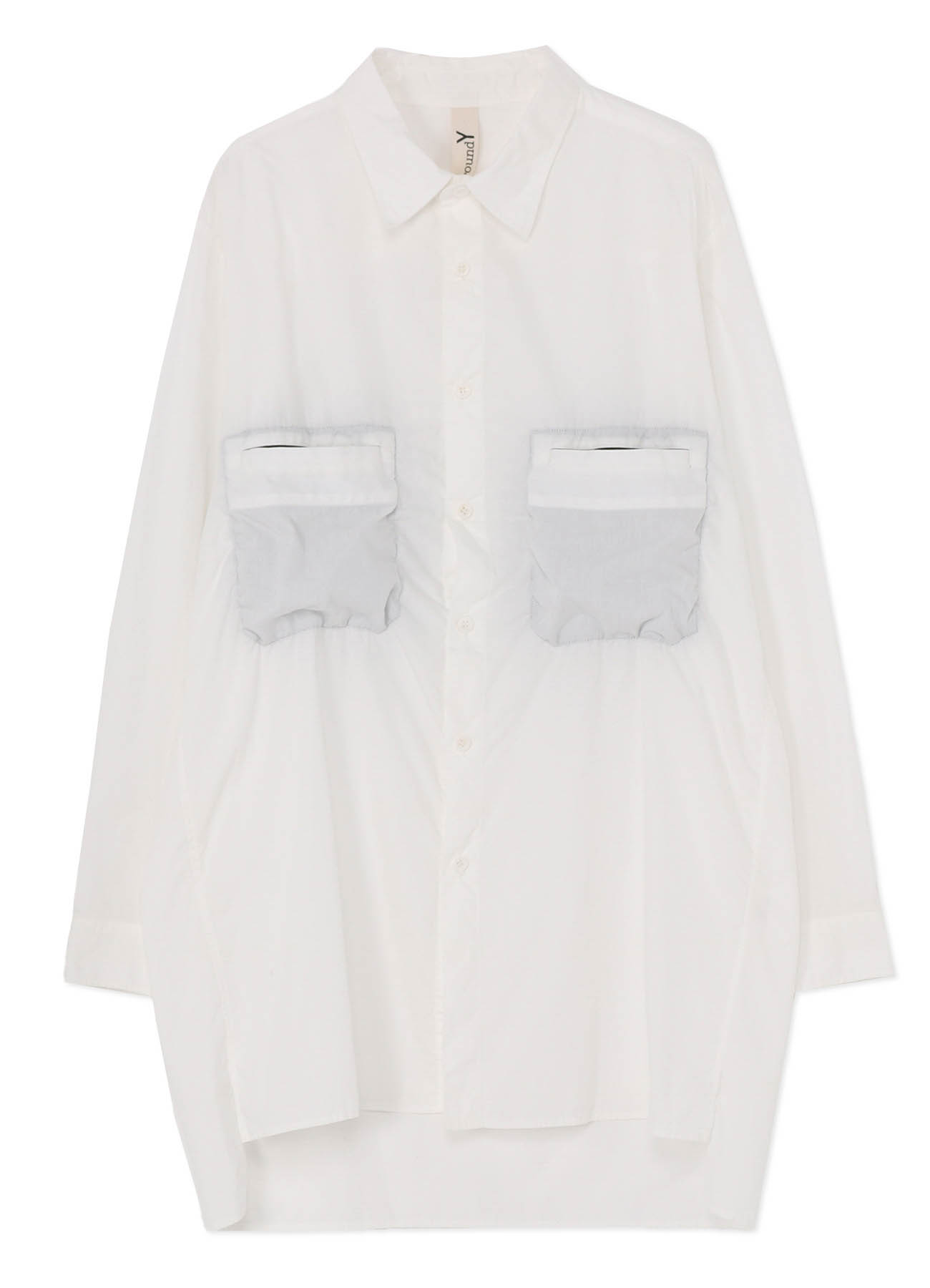 COTTON BROAD SHIRT WITH FULLED WOOL GAUZE POCKETS