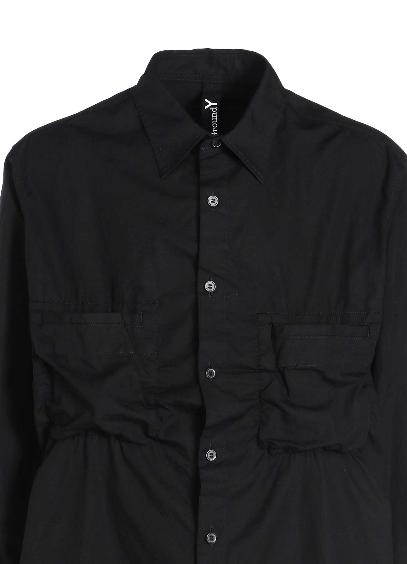 COTTON BROAD SHIRT WITH FULLED WOOL GAUZE POCKETS