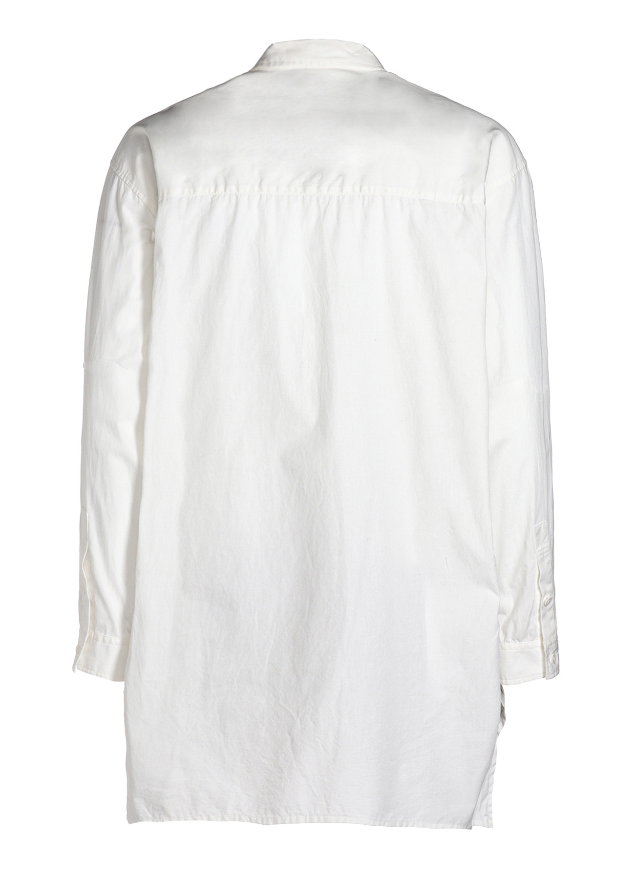 COTTON BROAD LONG SHIRT WITH FULLED WOOL GAUZE POCKETS