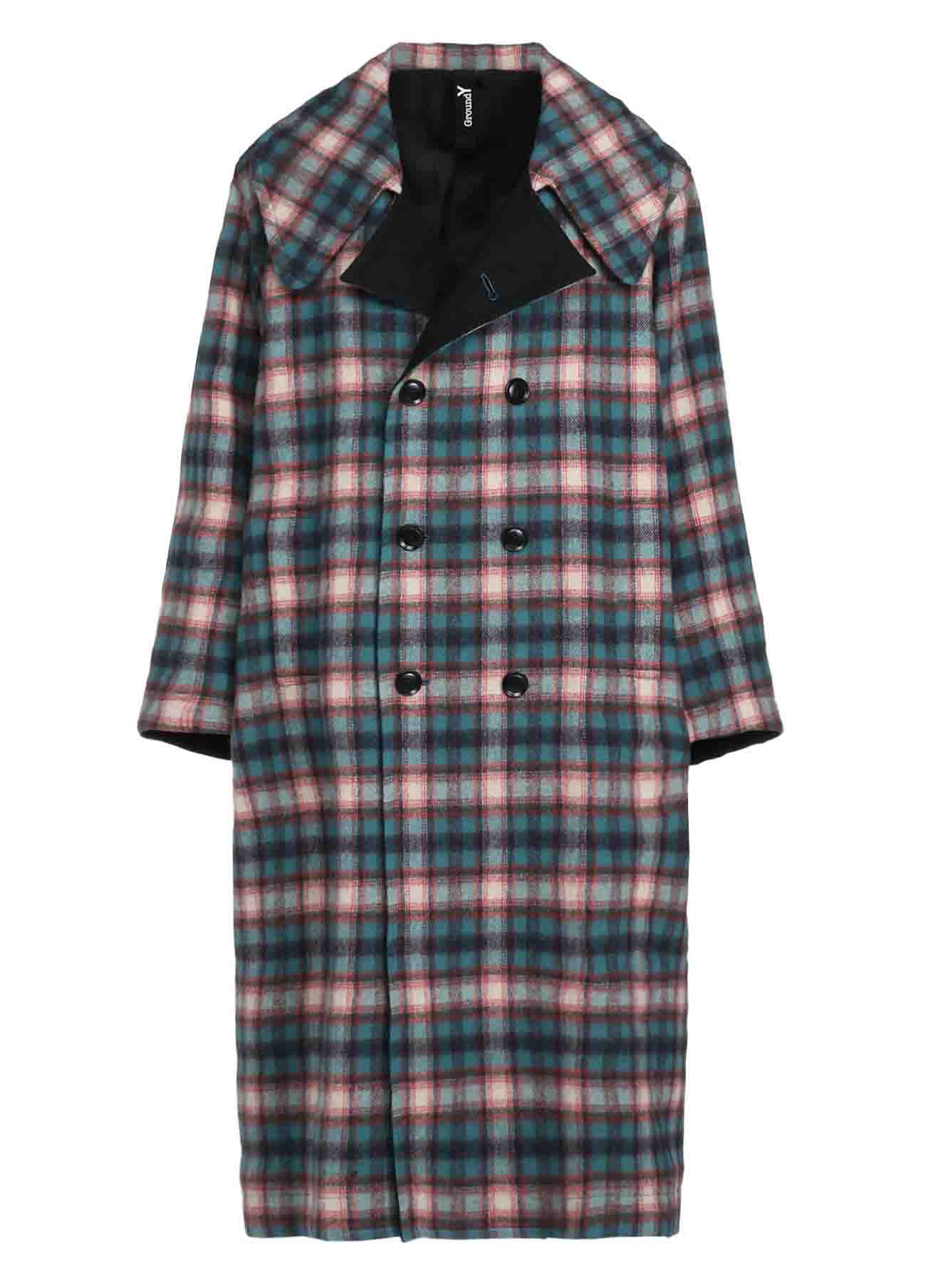 CHECKED SHAGGY WOOL TRUNCATED TRENCH COAT