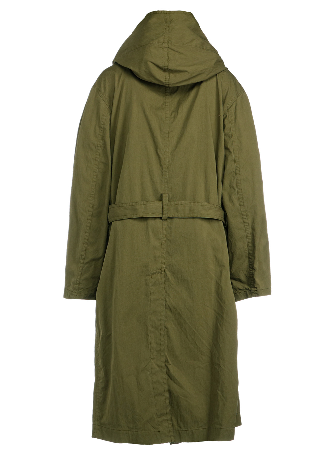 COTTON/NYLON OXFORD HOODED COAT WITH FULLED WOOL GAUZE POCKETS