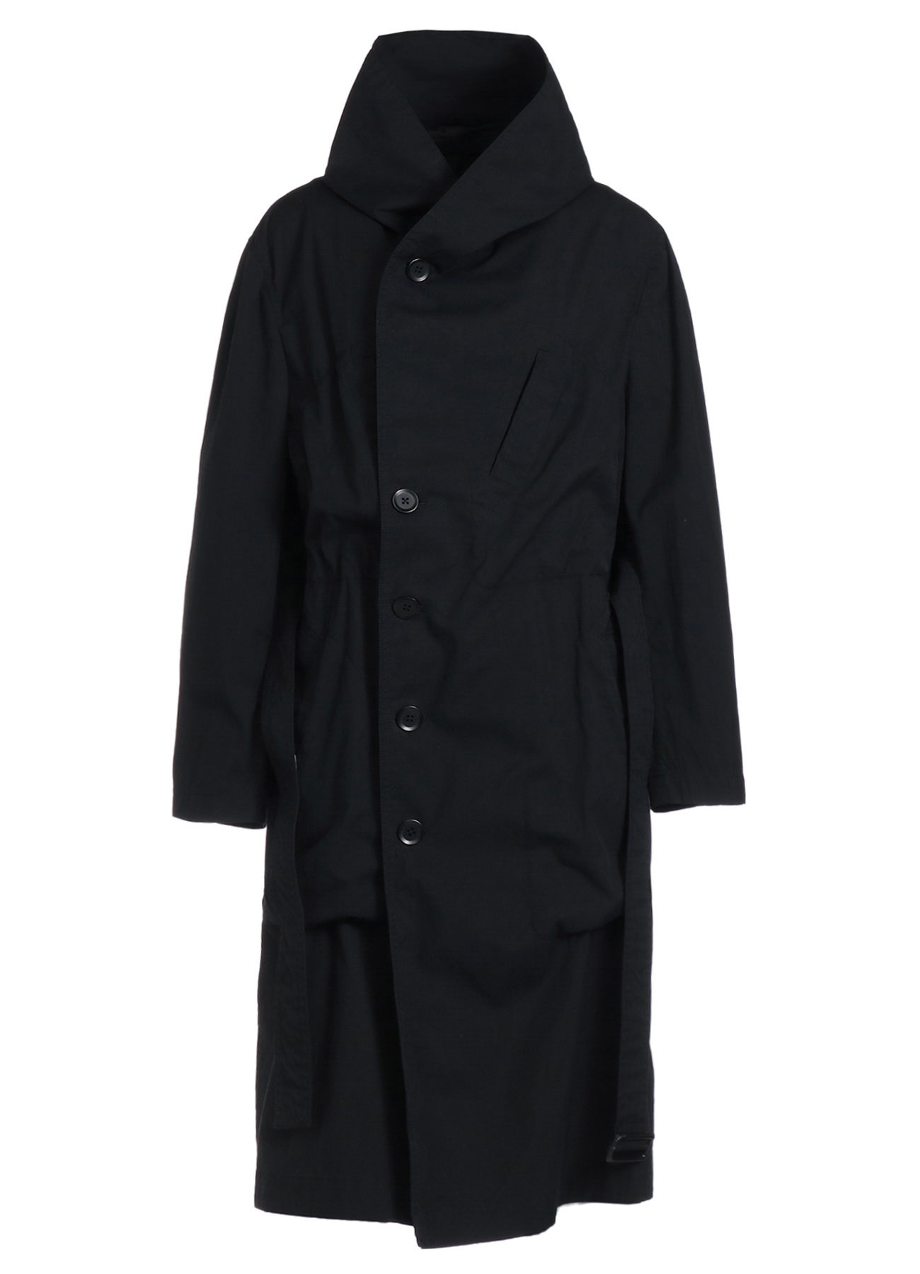 COTTON/NYLON OXFORD HOODED COAT WITH FULLED WOOL GAUZE POCKETS