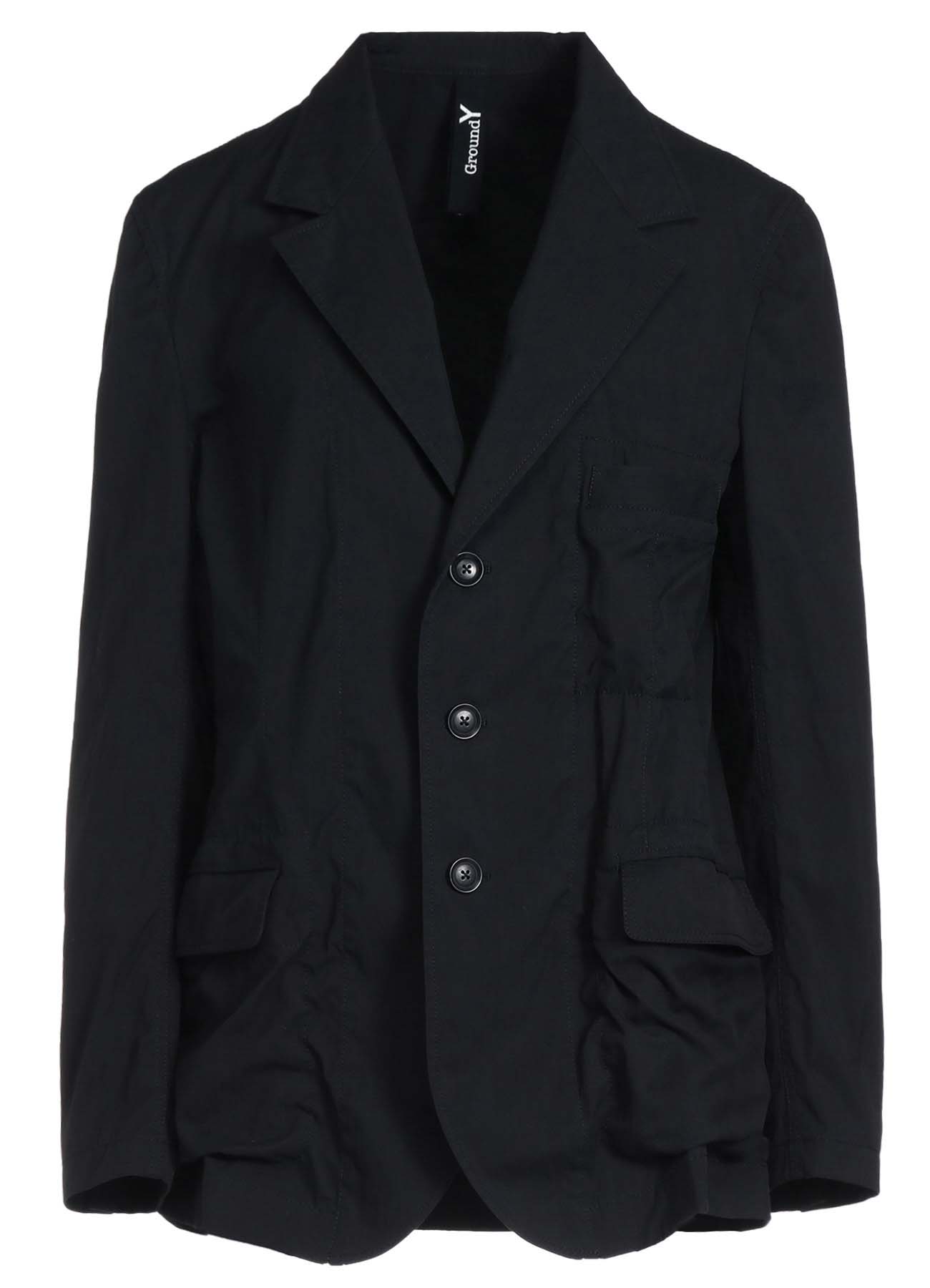 COTTON/NYLON OXFORD LONG JACKET WITH FULLED WOOL GAUZE POCKETS