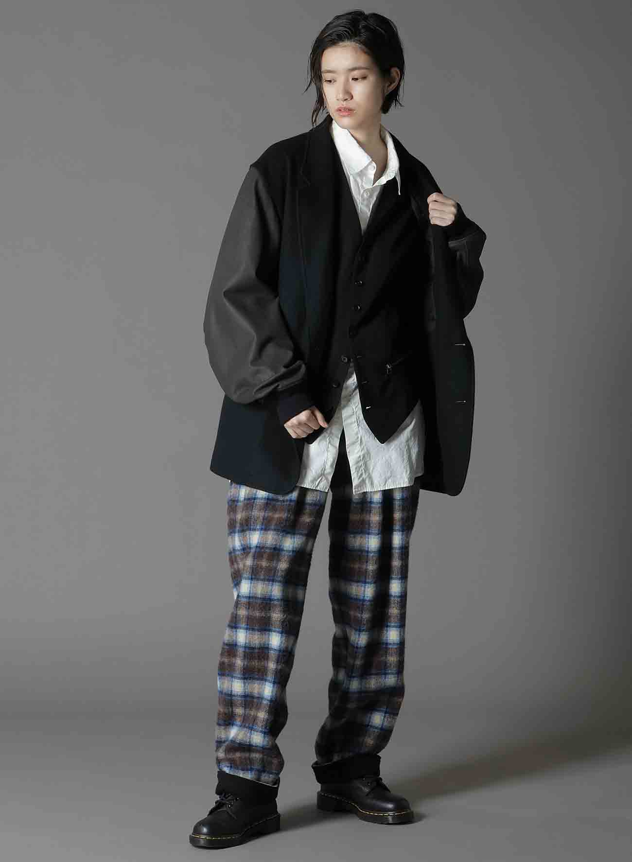 FLANNEL+DOUBLE FACE GOAT LEATHER 2-BUTTON MA-1 SLEEVE JACKET