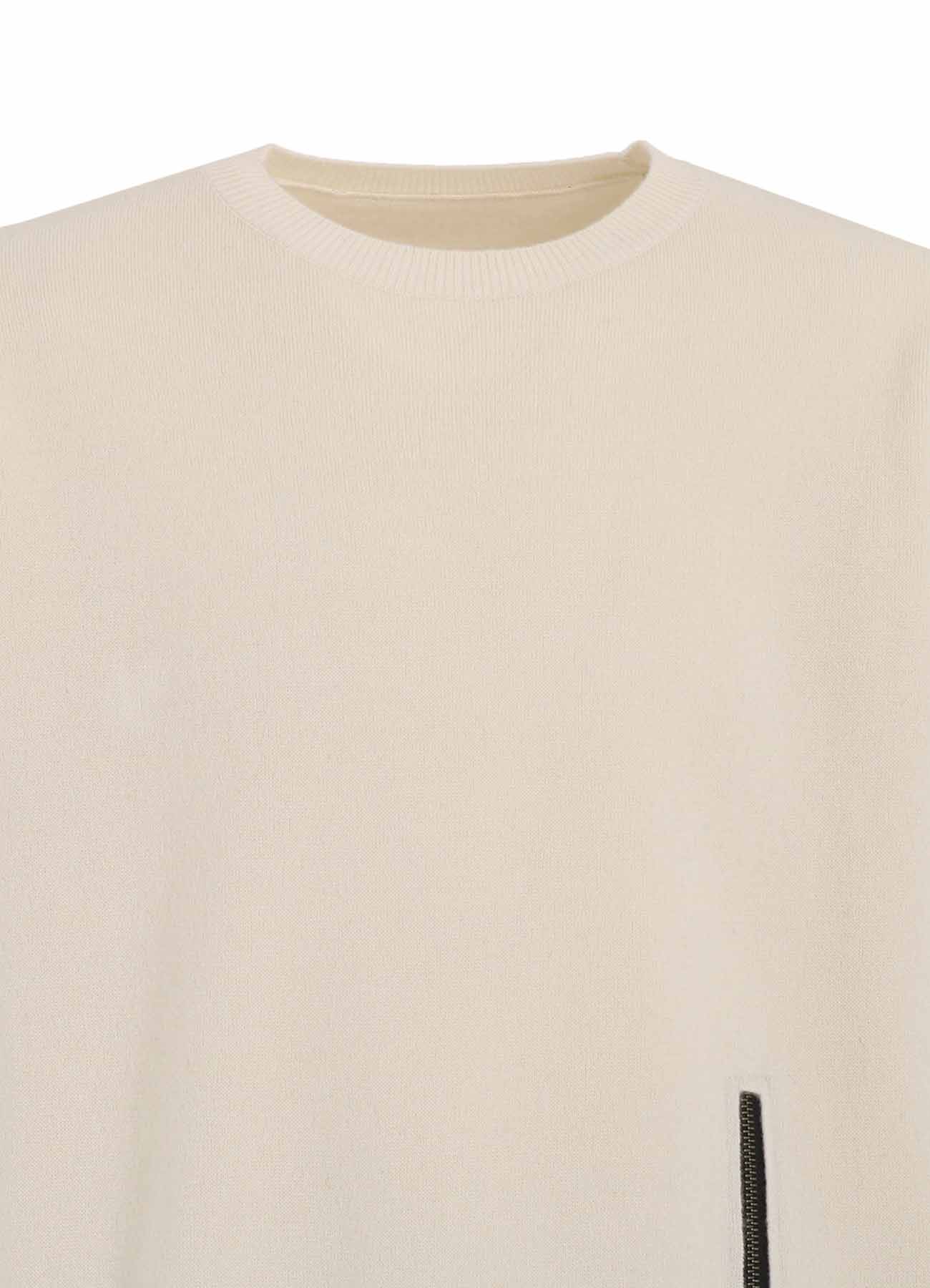 CASHMERE/EXTRA SUPER FINE WOOL ZIPPER CREW NECK KNIT