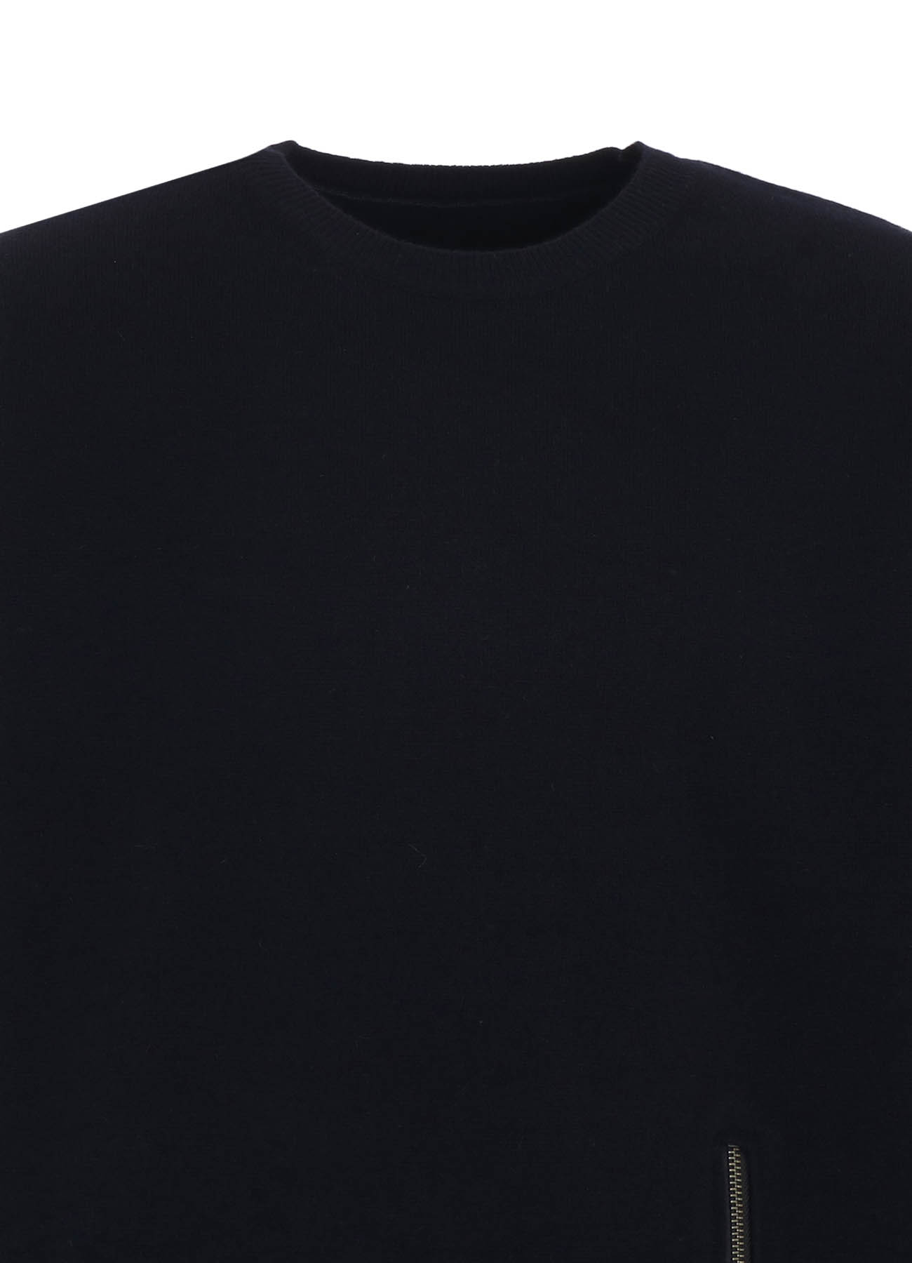 CASHMERE/EXTRA SUPER FINE WOOL ZIPPER CREW NECK KNIT