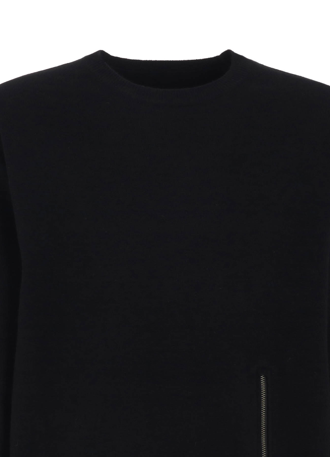 CASHMERE/EXTRA SUPER FINE WOOL ZIPPER CREW NECK KNIT