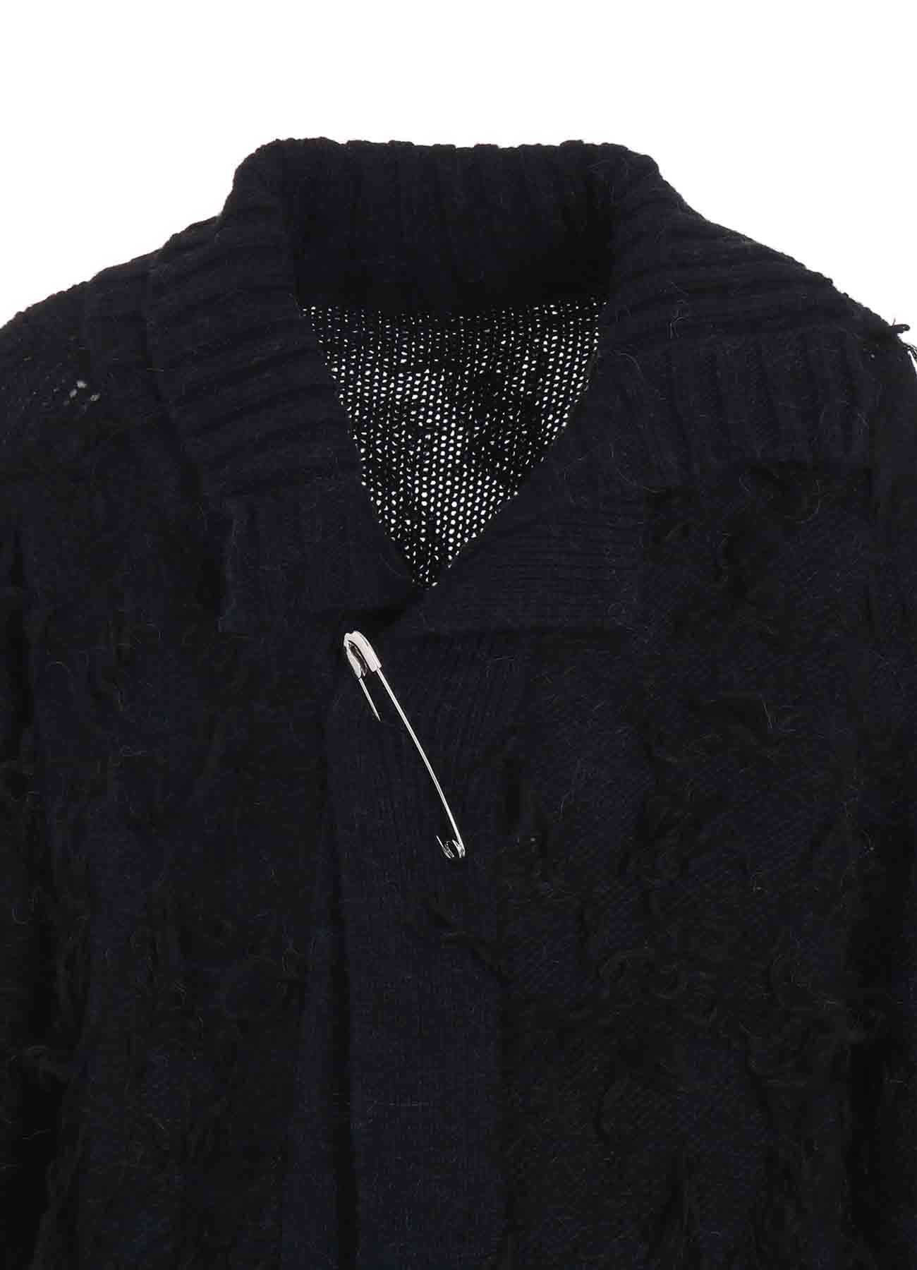 MOHAIR JACQUARD QUILT PIN KNIT CARDIGAN