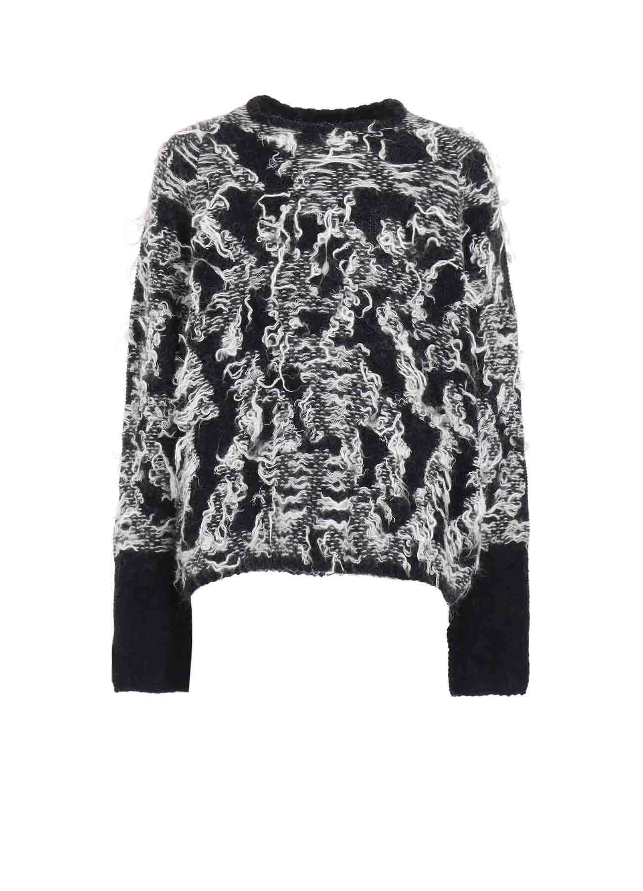 MOHAIR JACQUARD CREW NECK RAGLAN KNIT