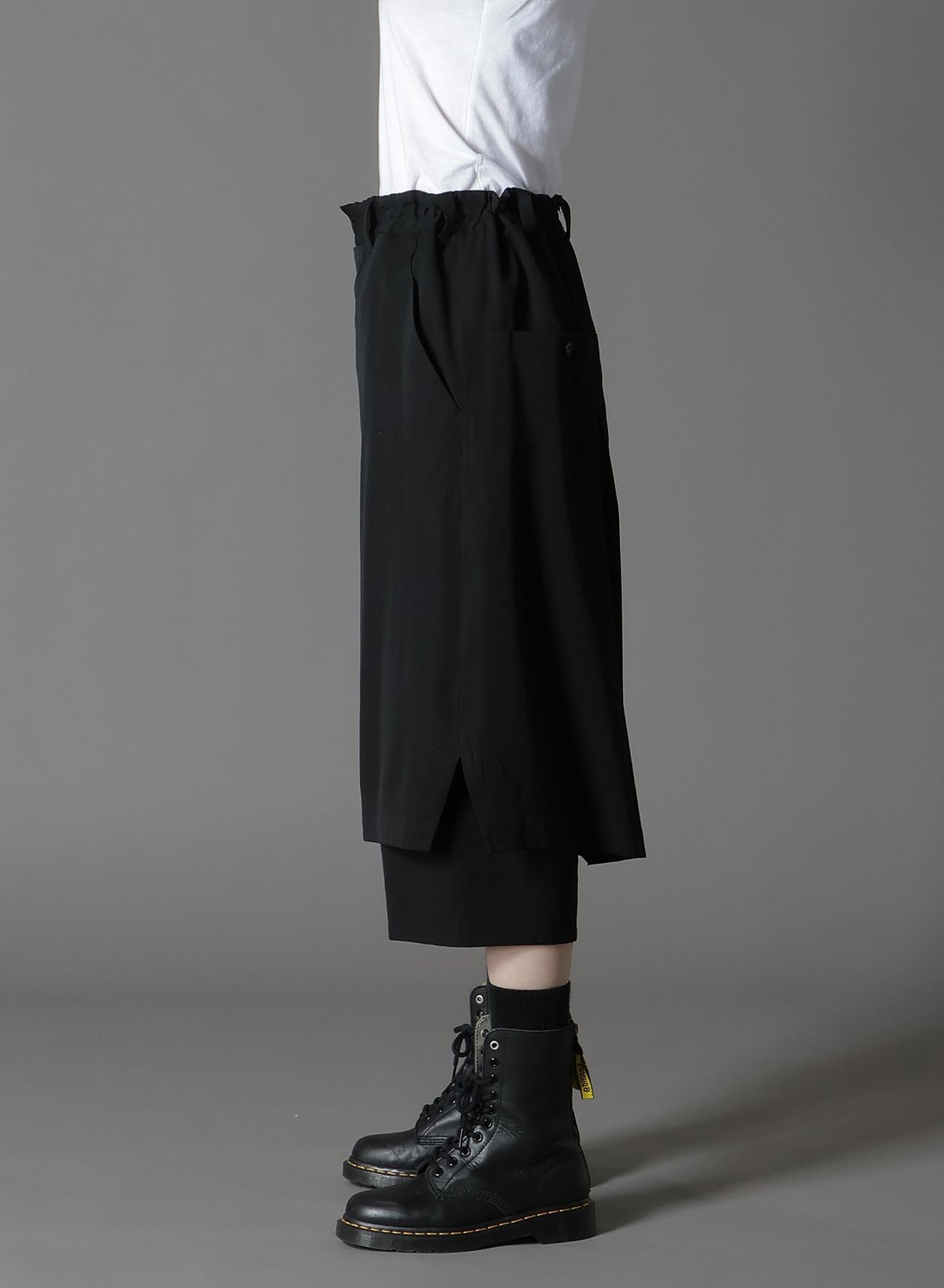 WOOL GABARDINE WRAP PANTS