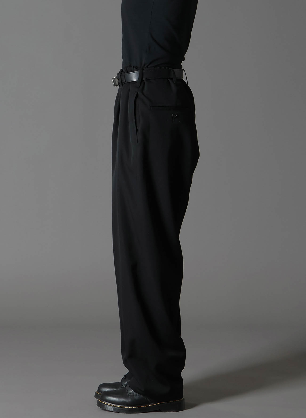 WOOL GABARDINE WAIST STRING PANTS