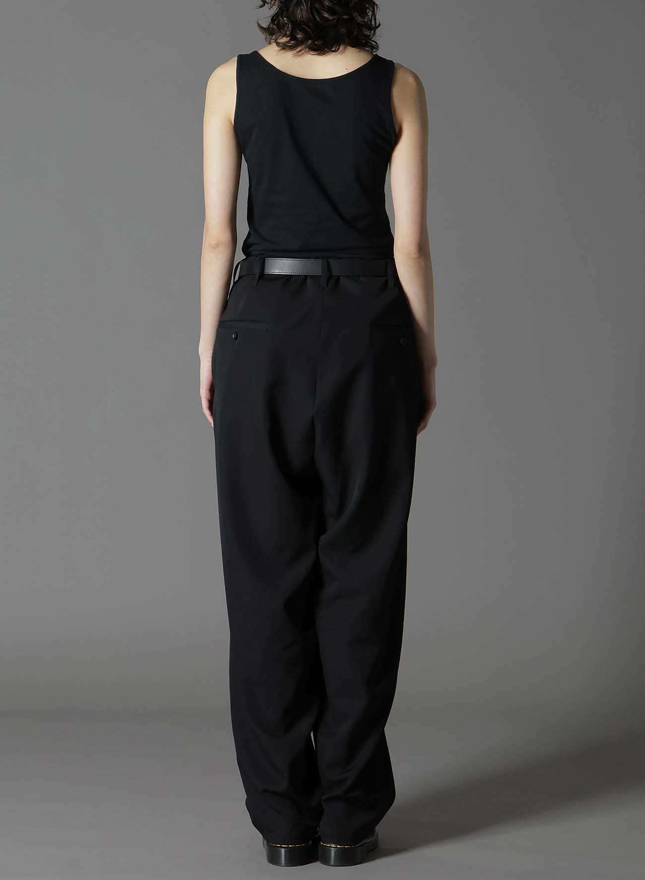 WOOL GABARDINE WAIST STRING PANTS