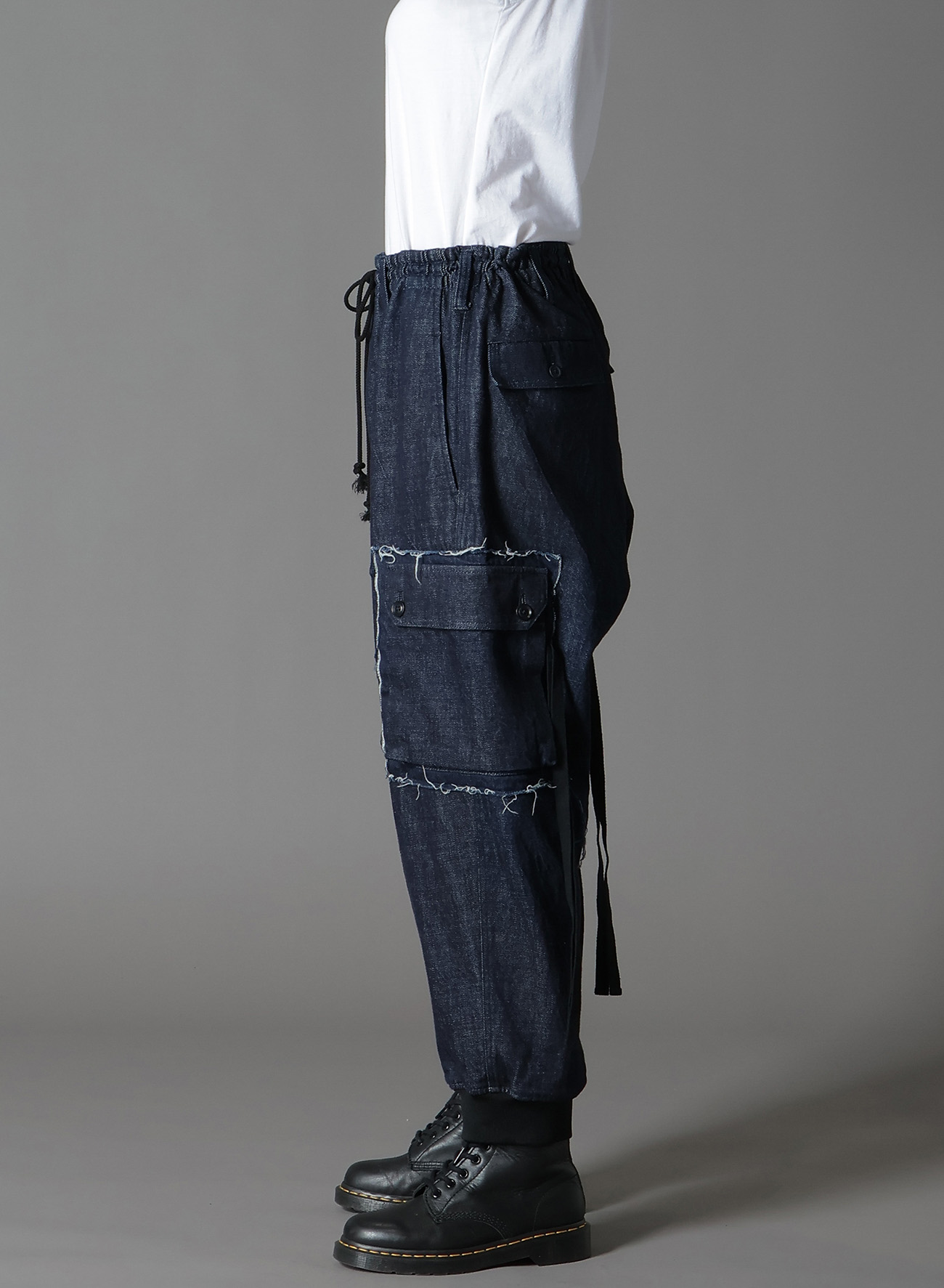 12OZ DENIM RIBBED HEM CARGO PANTS