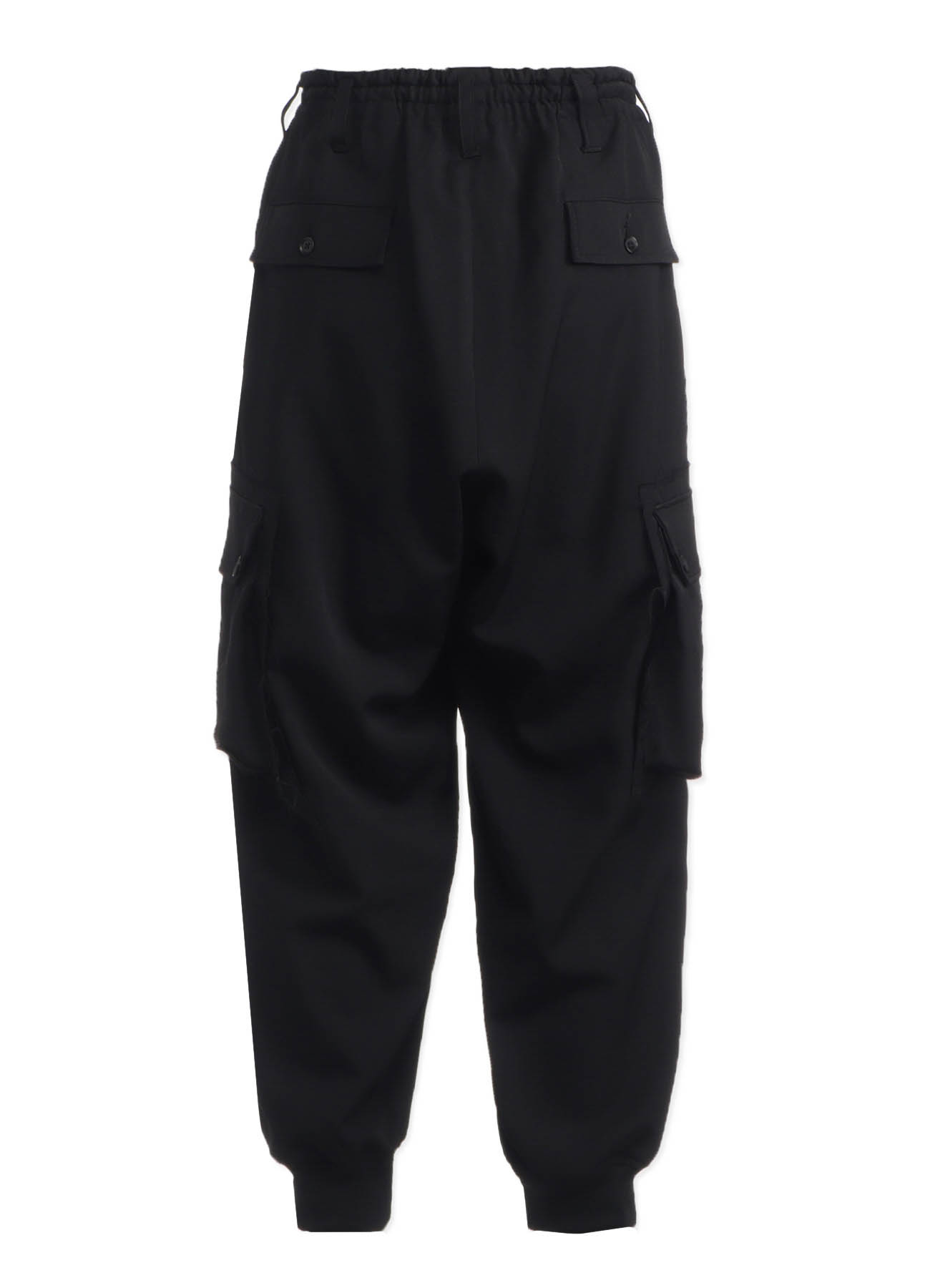 WOOL GABARDINE RIBBED HEM CARGO PANTS