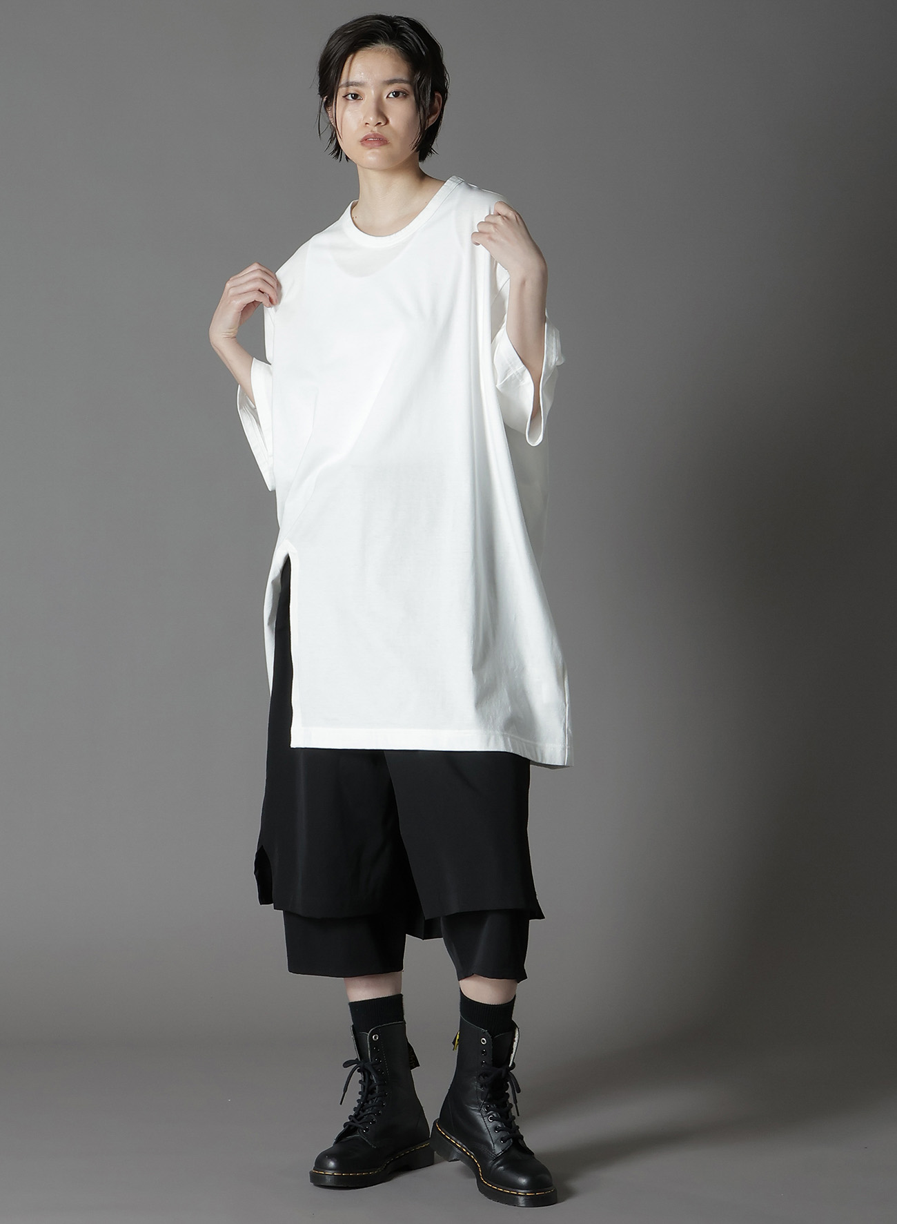 COTTON JERSEY SLIT JUMBO T-SHIRT