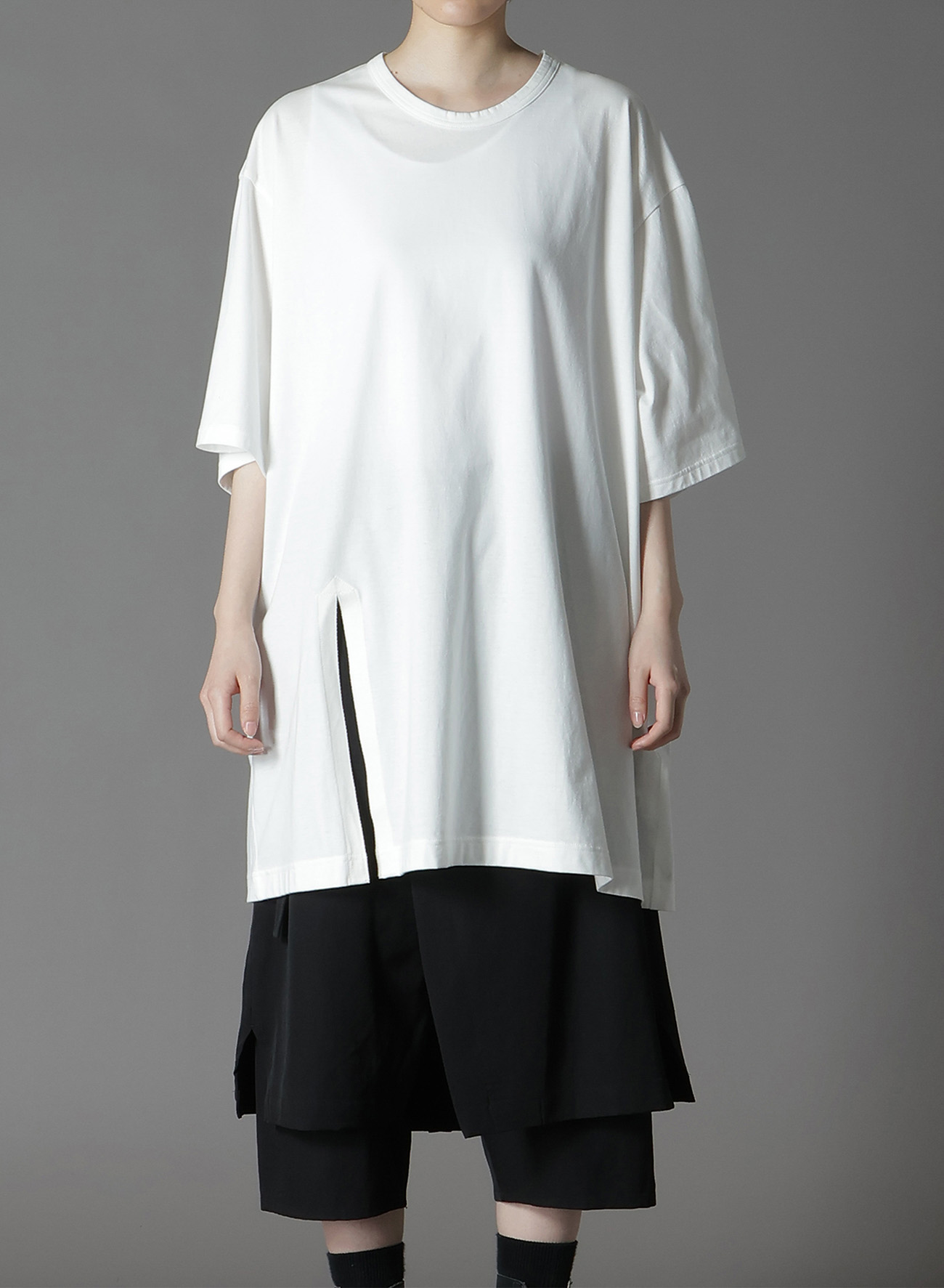 COTTON JERSEY SLIT JUMBO T-SHIRT