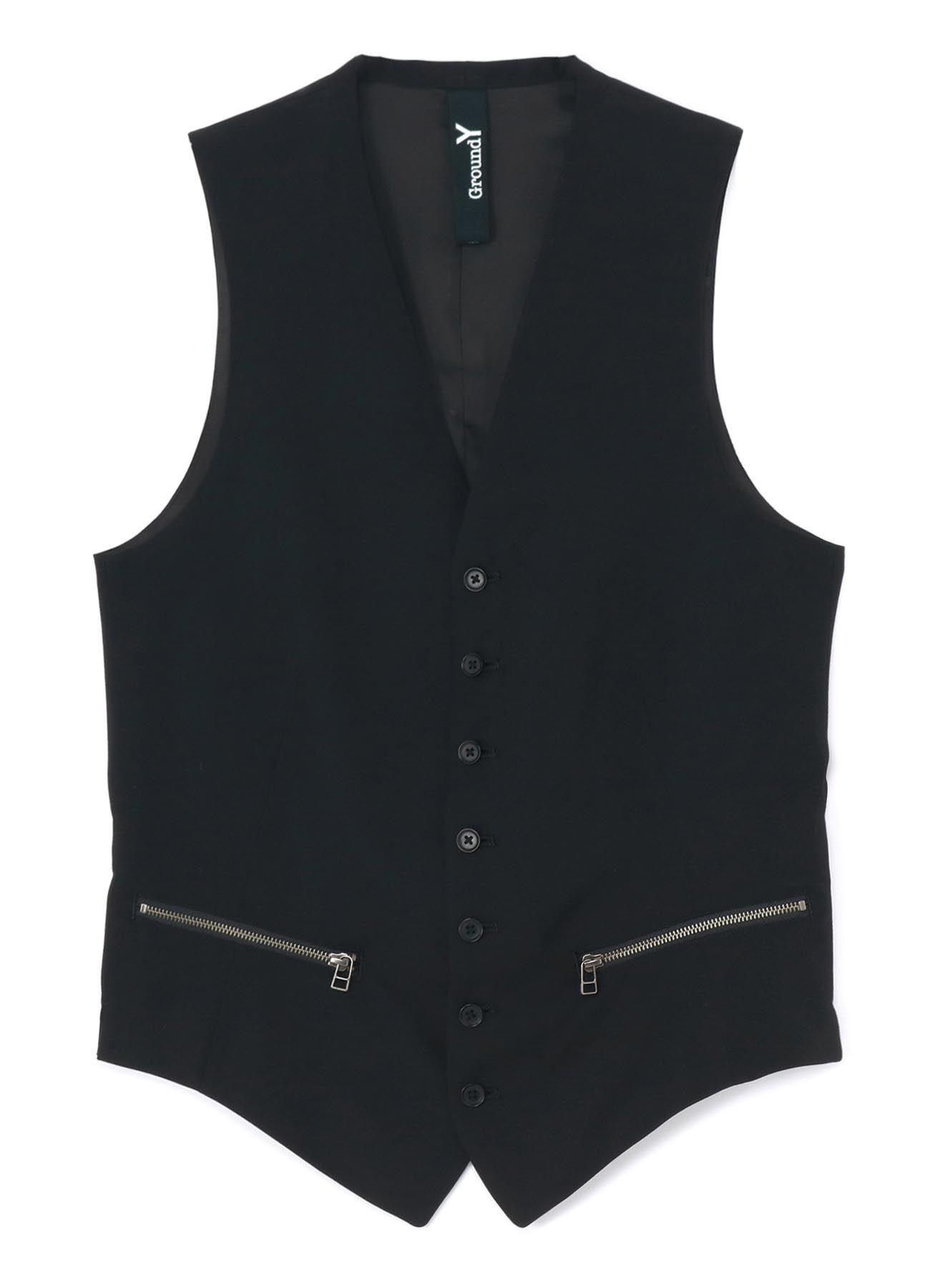 WOOL GABARDINE ZIPPER POCKET VEST