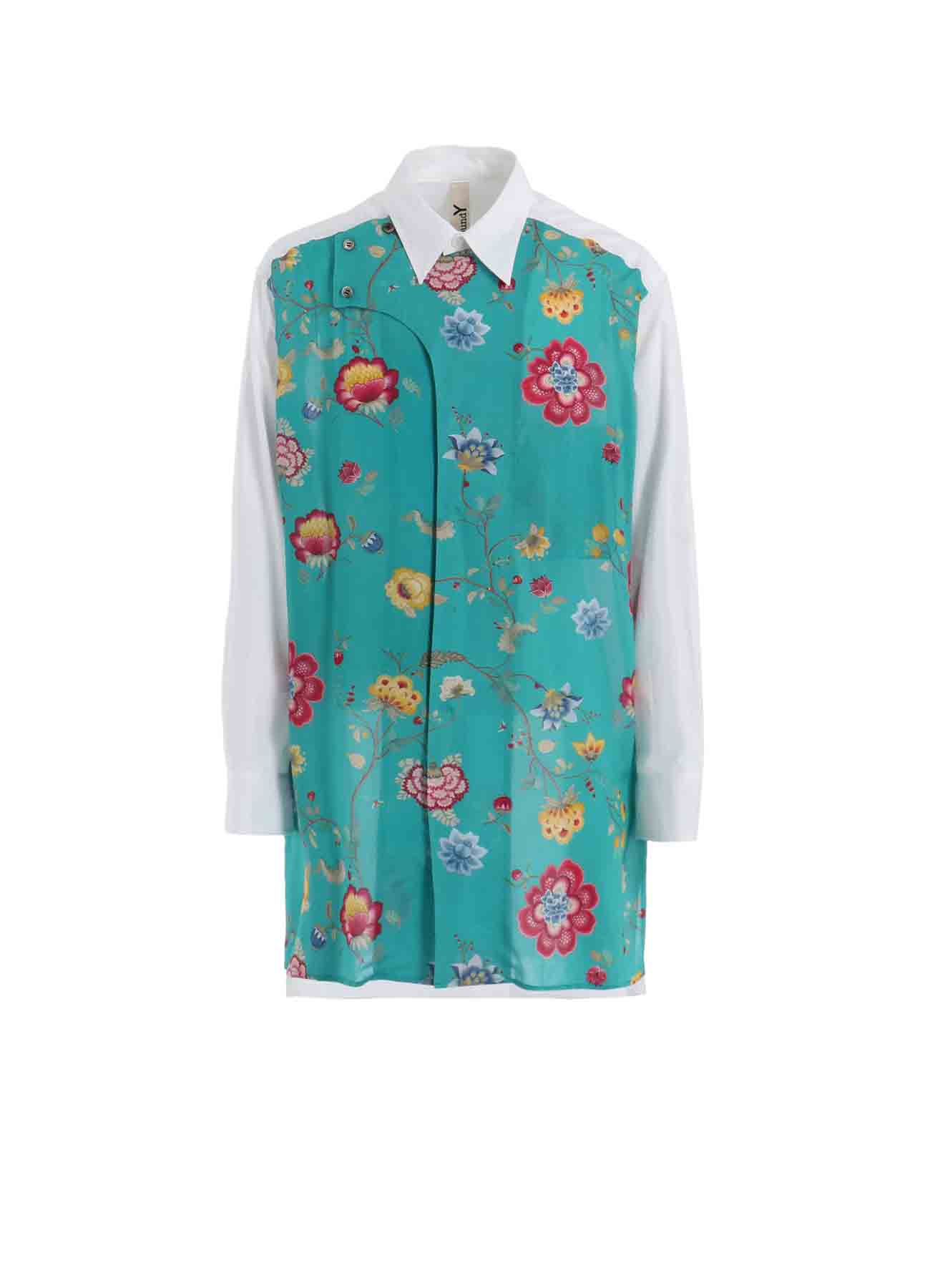 RAYON CHINESE FLOWER+COTTON BROAD  EXTRA MATERIAL BLOUSE