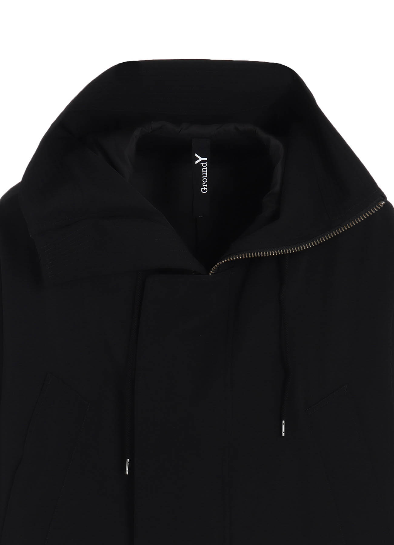 WOOL GABARDINE HIGH NECK HOODED MODS COAT