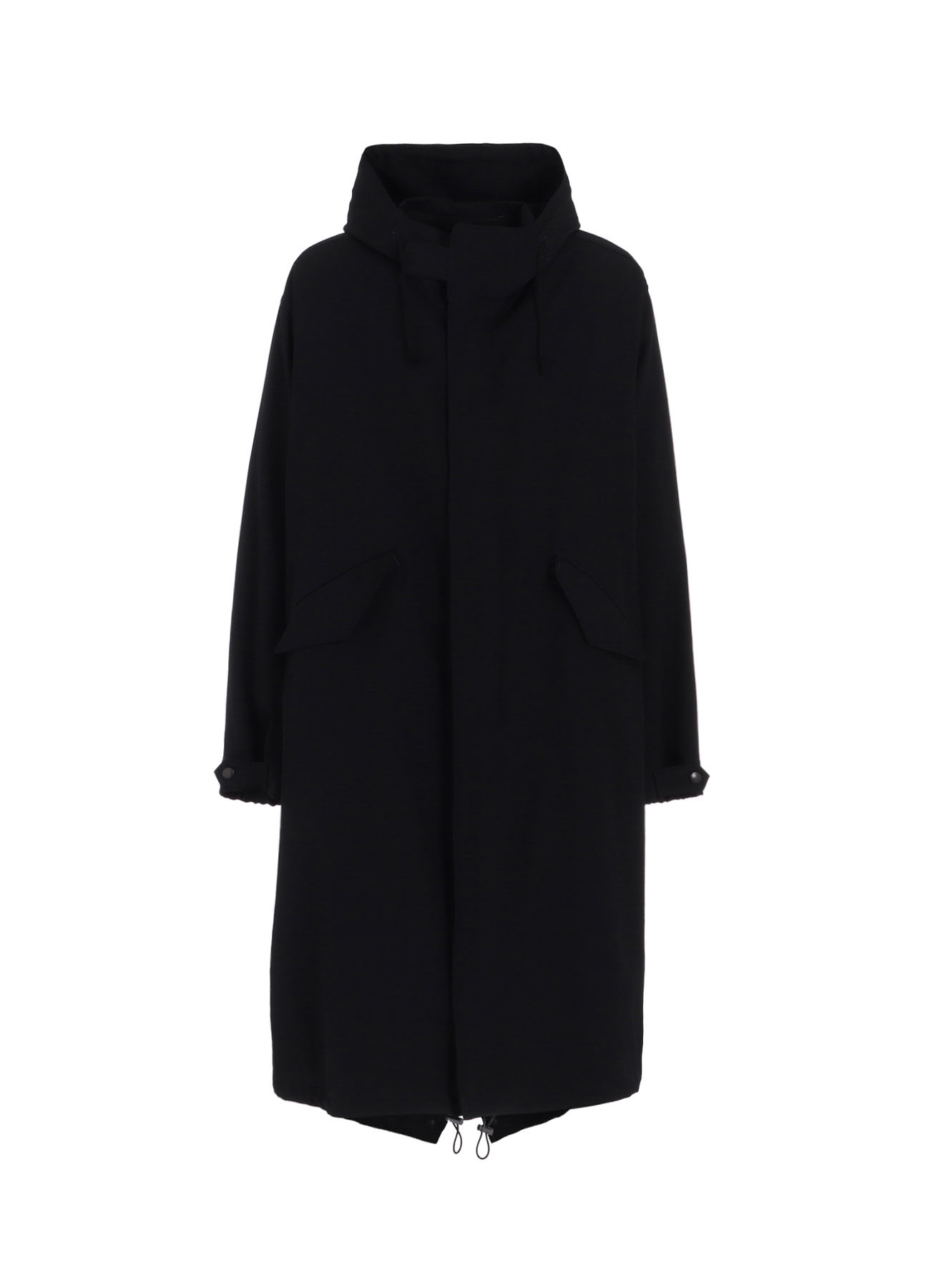 WOOL GABARDINE HOODED MODS COAT