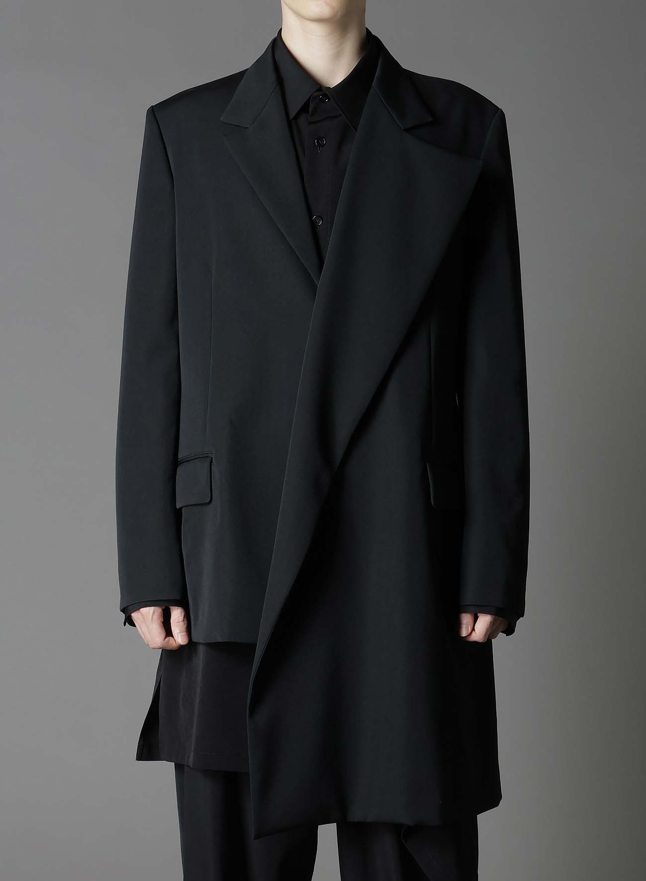 WOOL GABARDINE ASYMMETRICAL JACKET