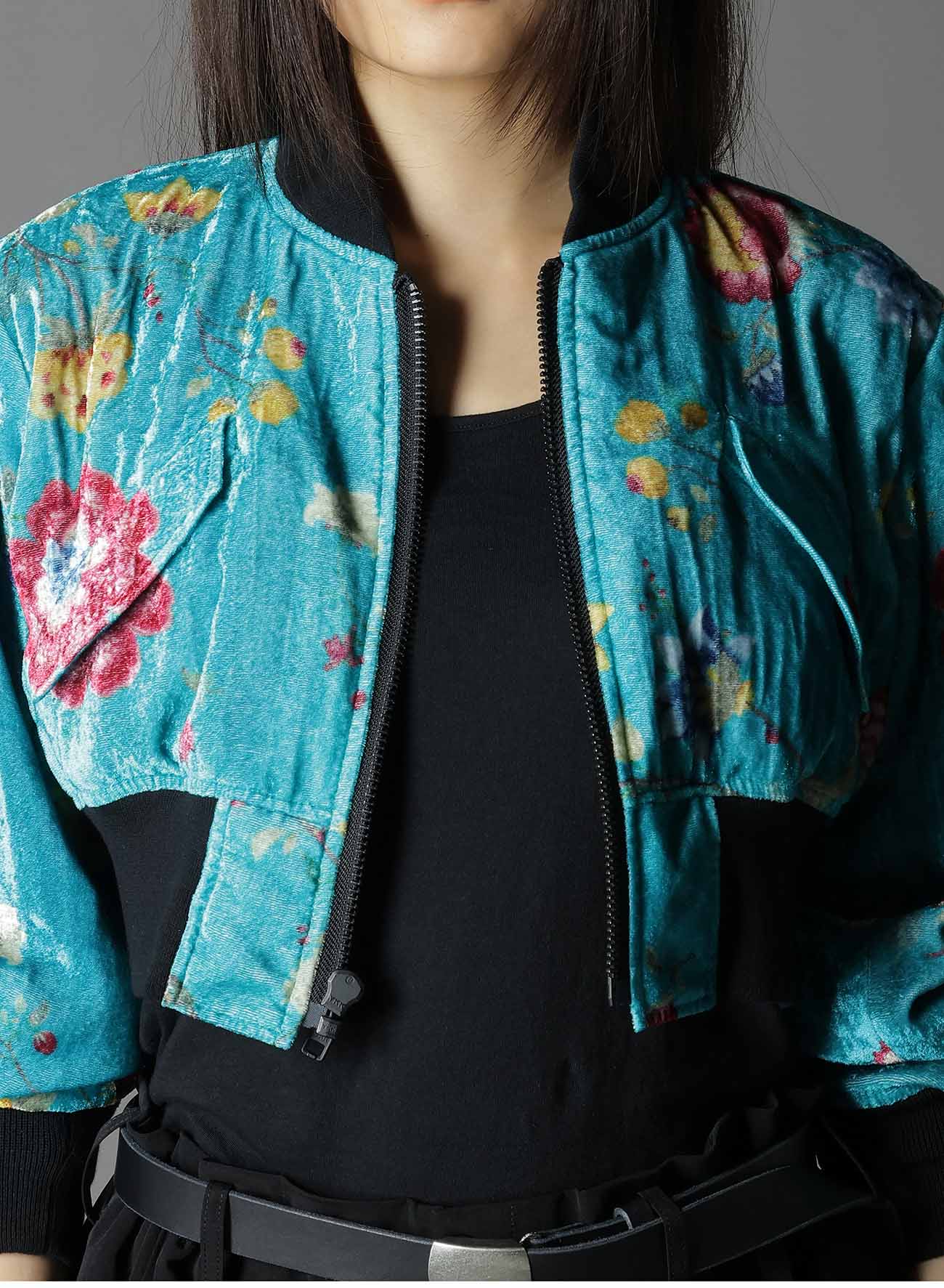 【1/17 10:00(JST) Release】RAYON VELVET CHINESE FLOWER+NY SWITCHING MATERIAL SHORT JACKET