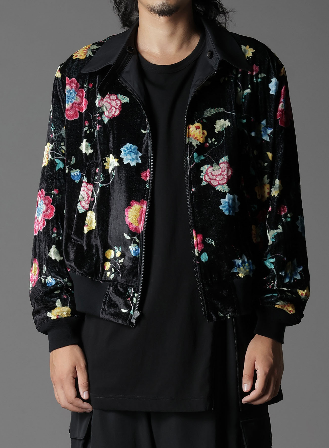 【1/17 10:00(JST) Release】RAYON VELVET CHINESE FLOWER+NY SWITCHING MATERIAL BLOUSON