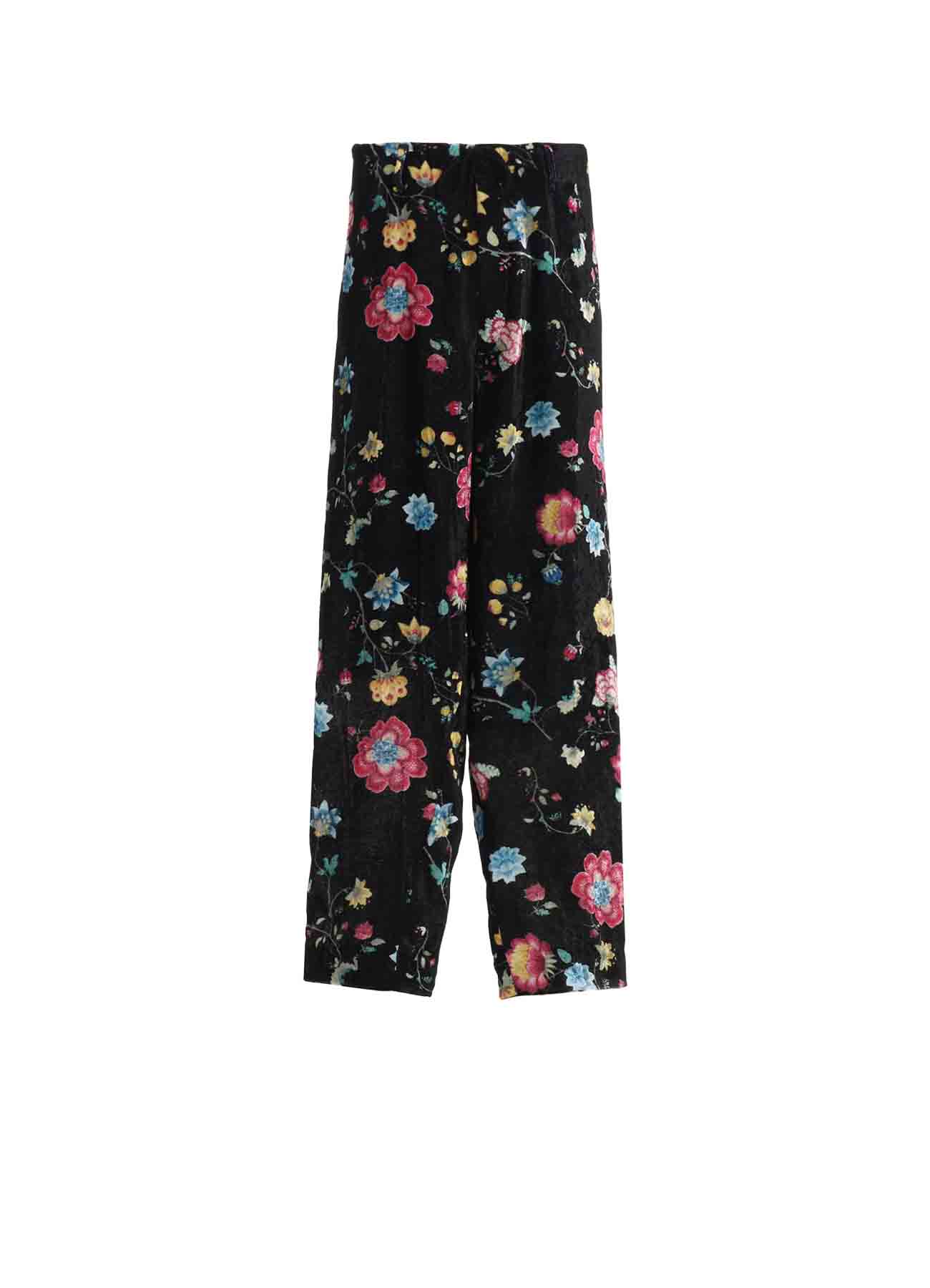 【1/17 10:00(JST) Release】RAYON VELVET PRINT CHINESE FLOWER WAIST DRAWSTRING PANTS