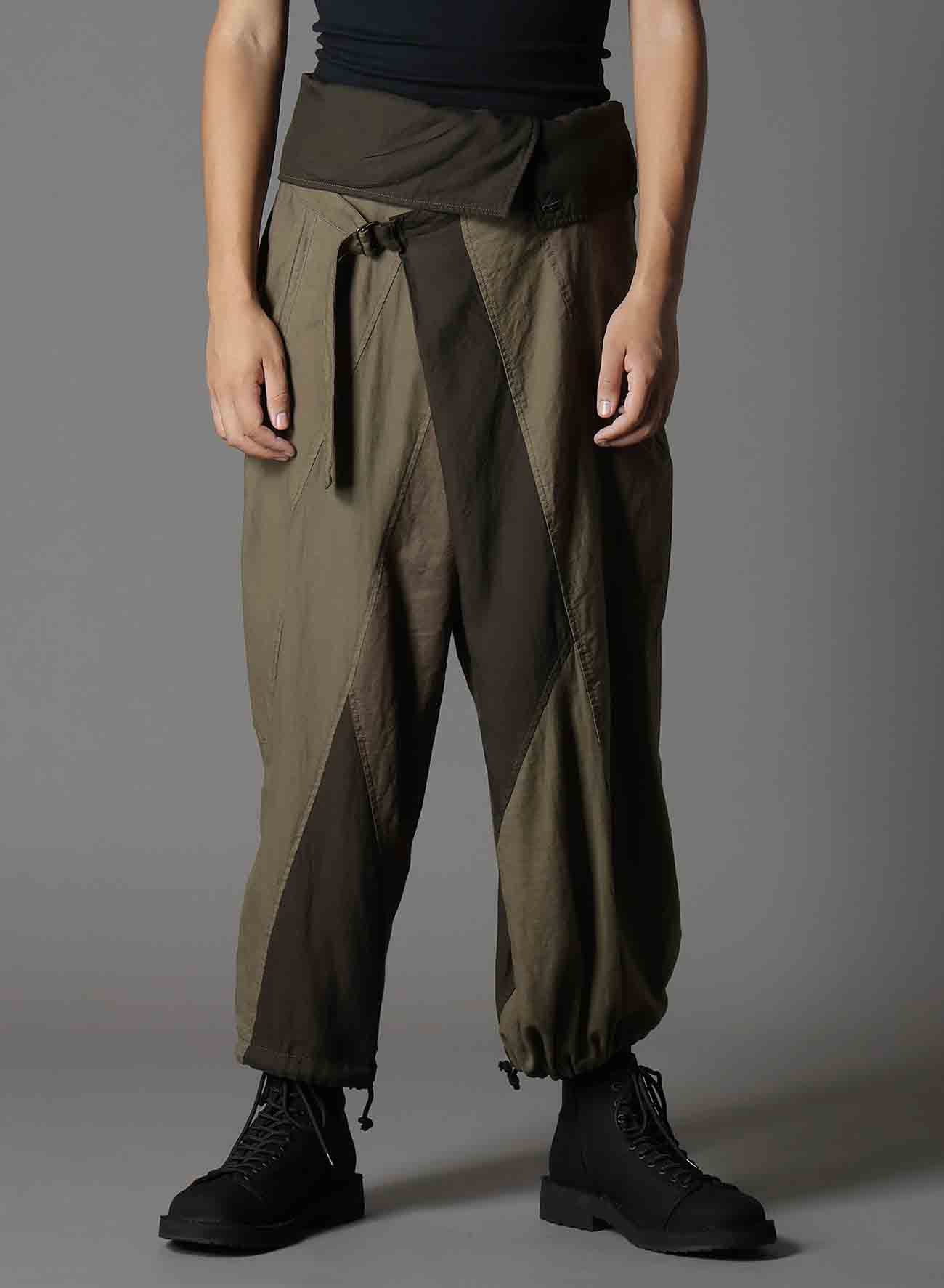 【1/17 10:00(JST) Release】CUBISM PATCHWORK  PRODUCT DYED HIGH WAIST TUCK PANTS