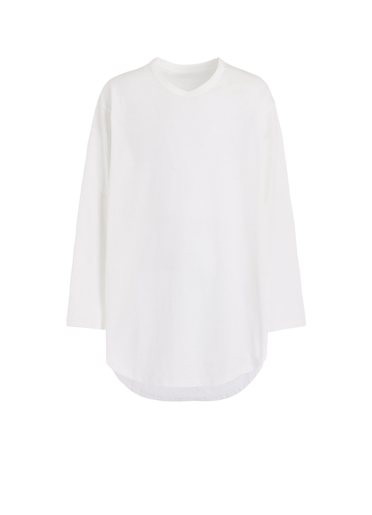 COTTON JERSEY HEM ROUND JUMBO T-SHIRT LONG SLEEVES