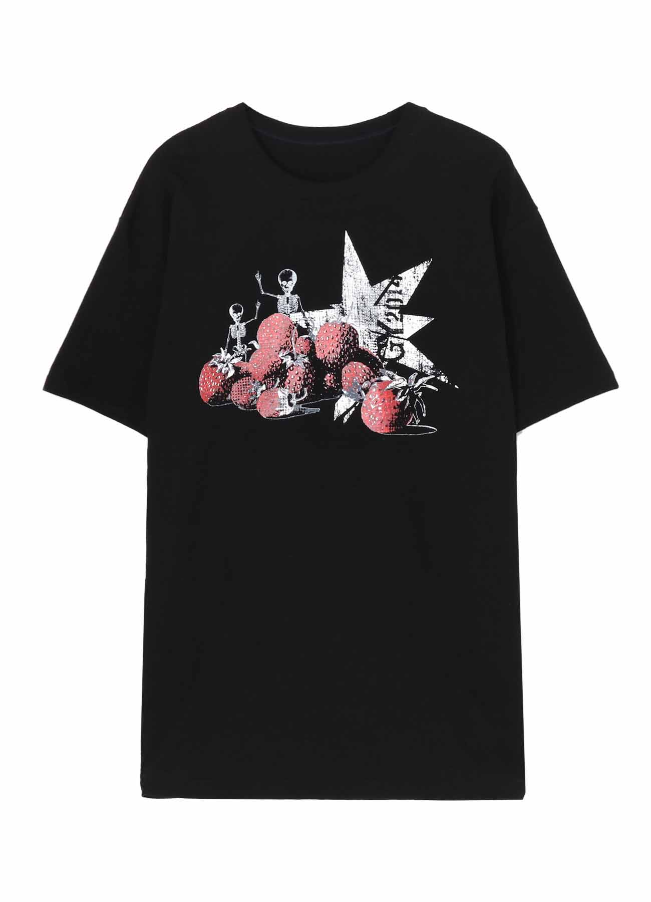 COTTON JERSEY SKULL STRAWBERRY T-SHIRT