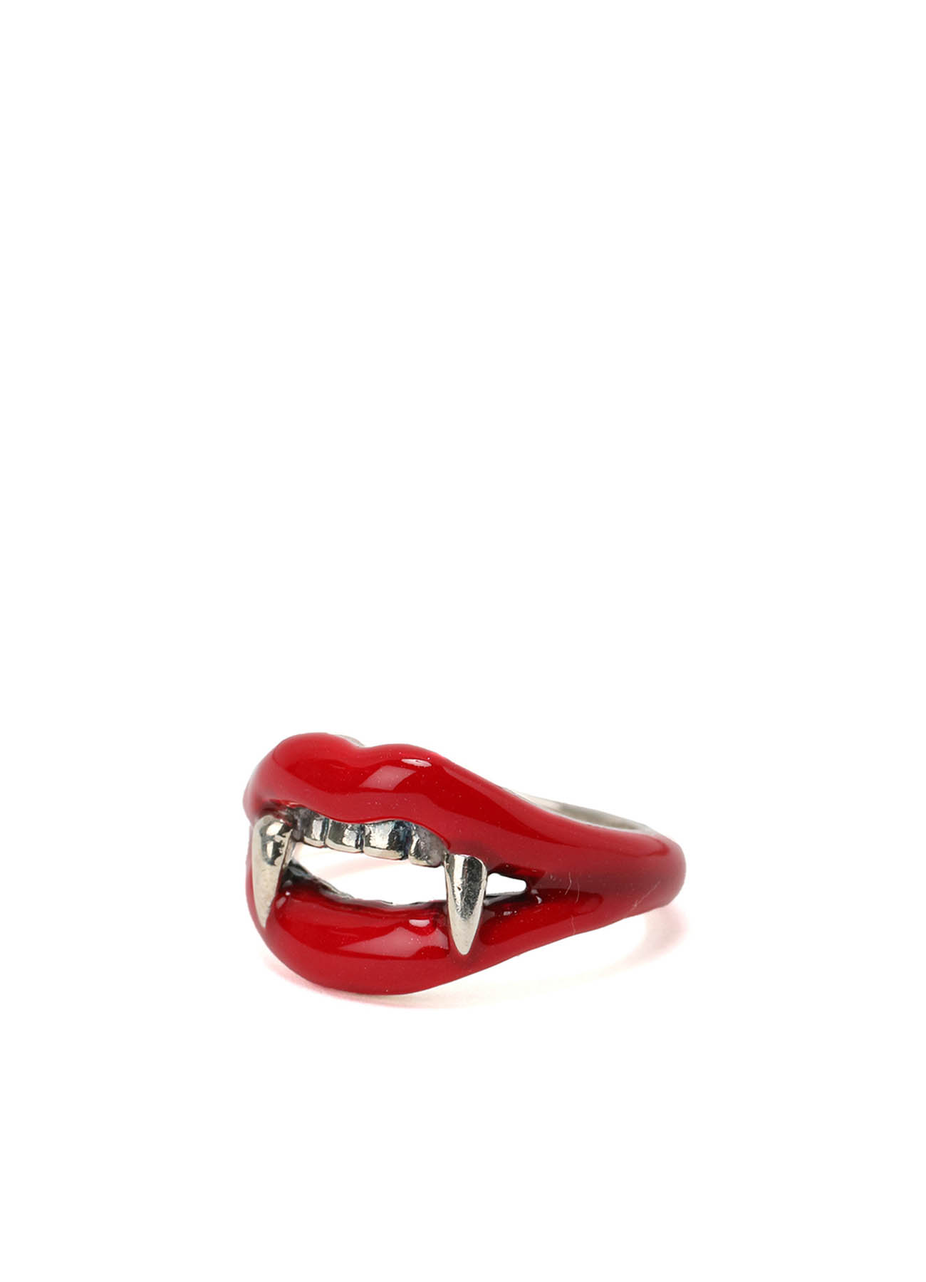 SILVER 950 VAMPIRE PINKIE RING ROUGE