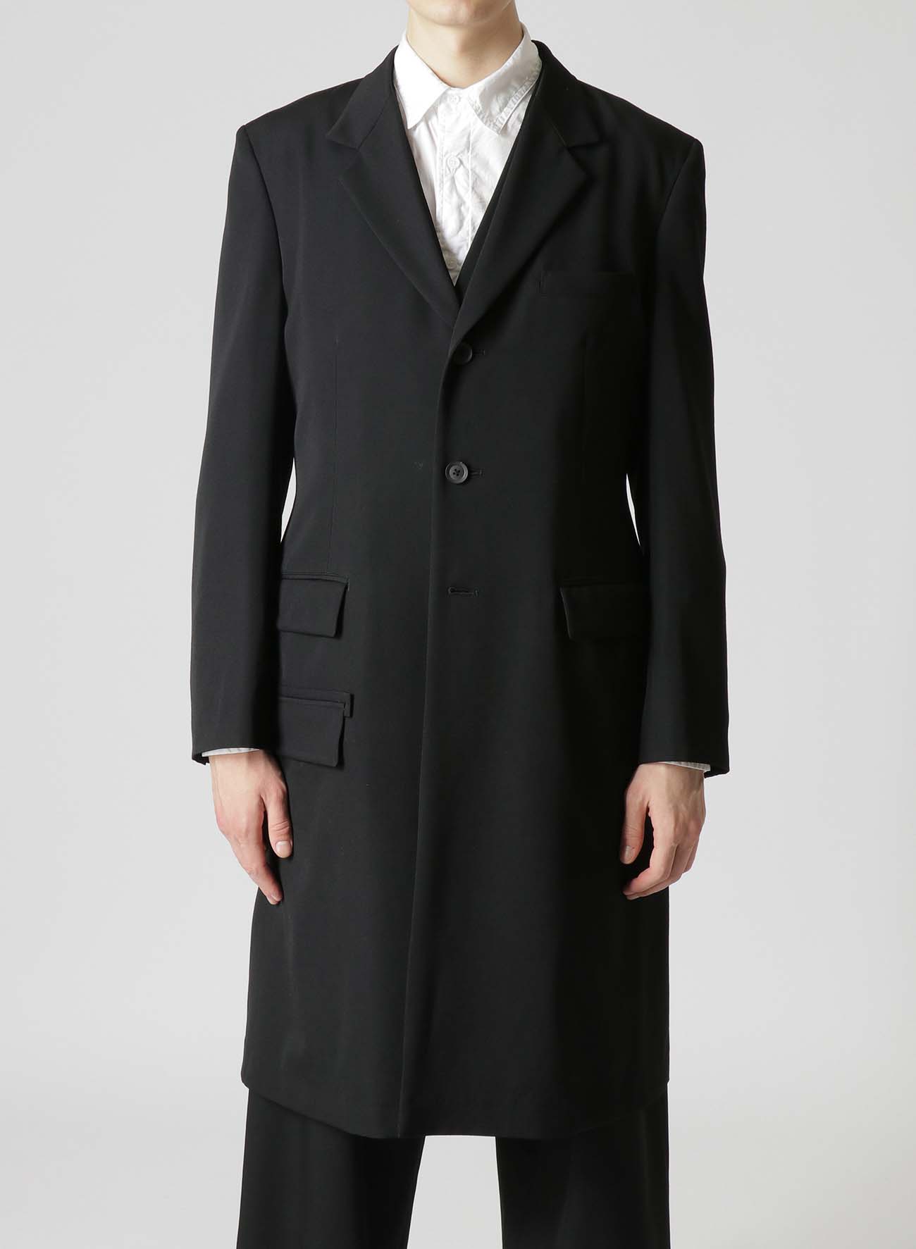 REGULATION W/GABARDINE 3BUTTON SINGLE NOTCHED LAPEL LONG JACKET