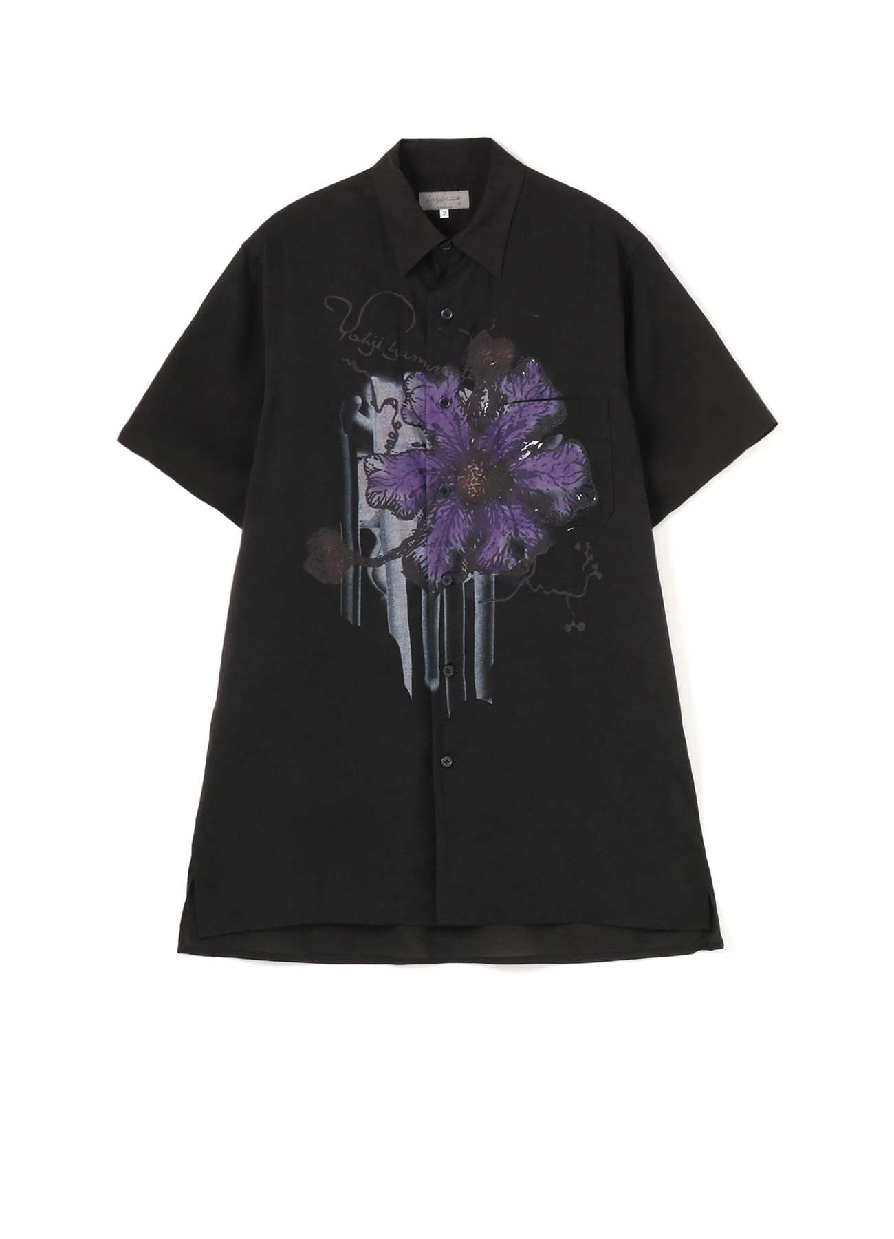 PURPLE PRINT CELLULOSE CLOTH SHORT SLEEVES BLOUSE