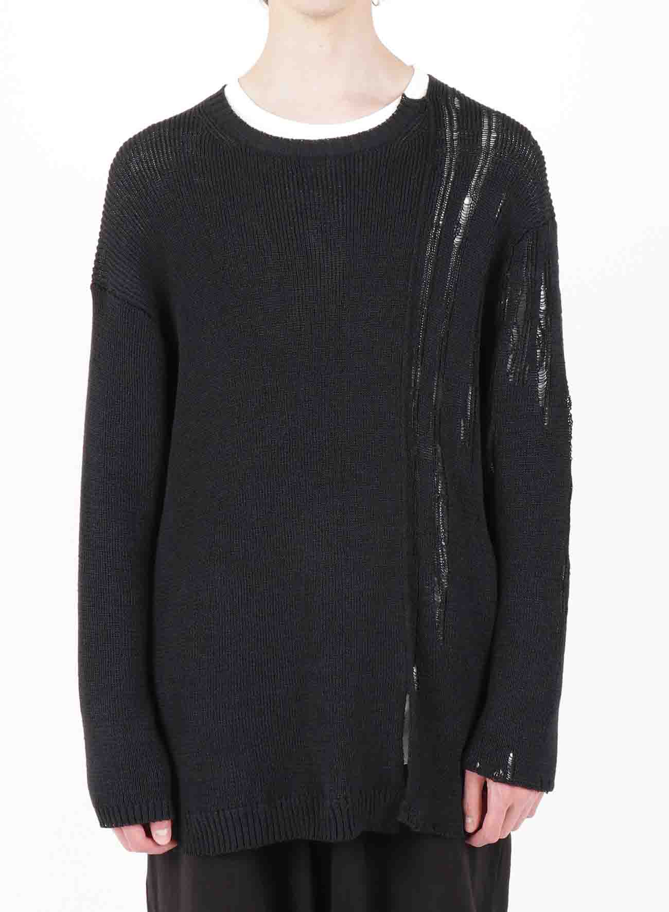 7G RIB + PRINT PATCHED ROUND NECK LONG SLEEVES