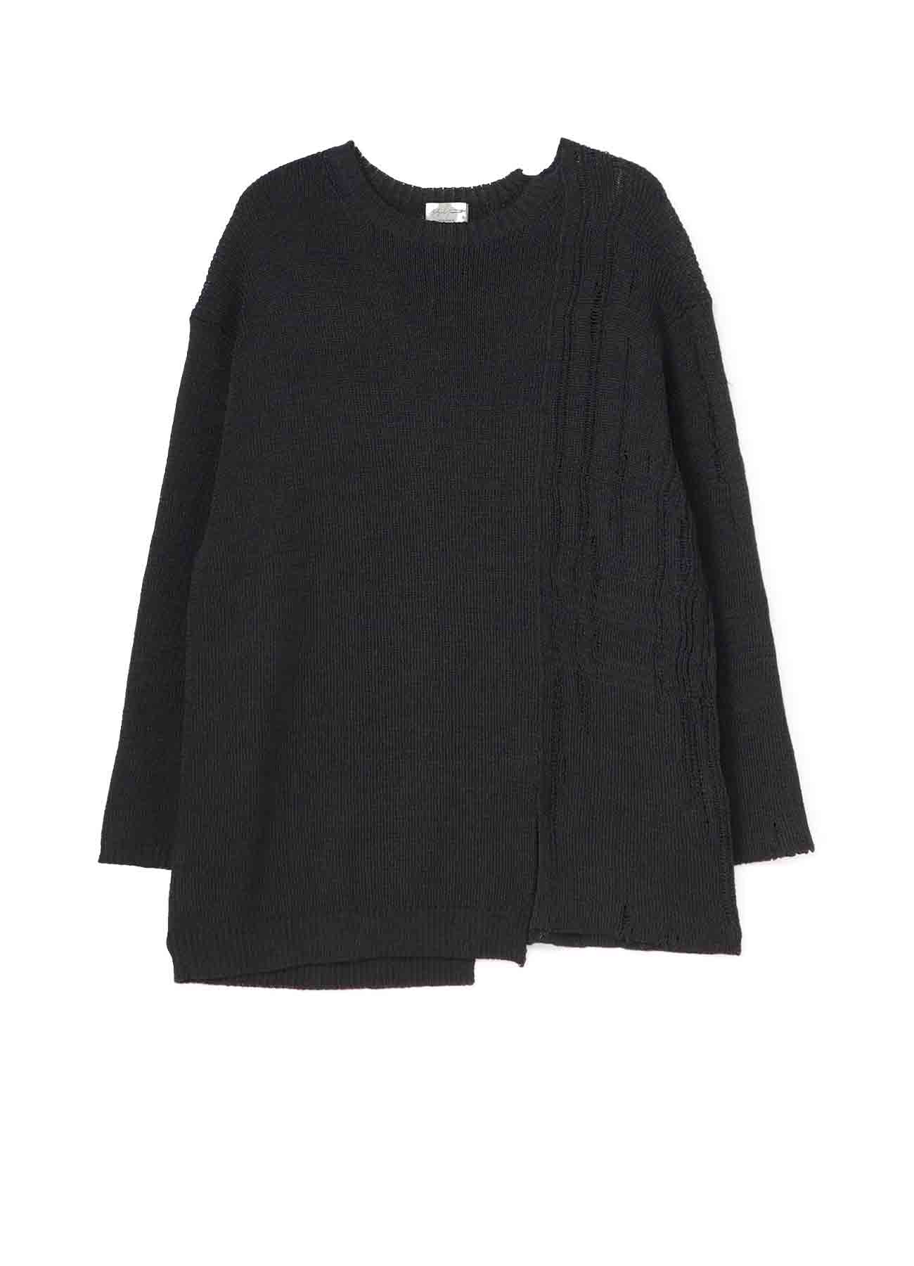 7G RIB + PRINT PATCHED ROUND NECK LONG SLEEVES