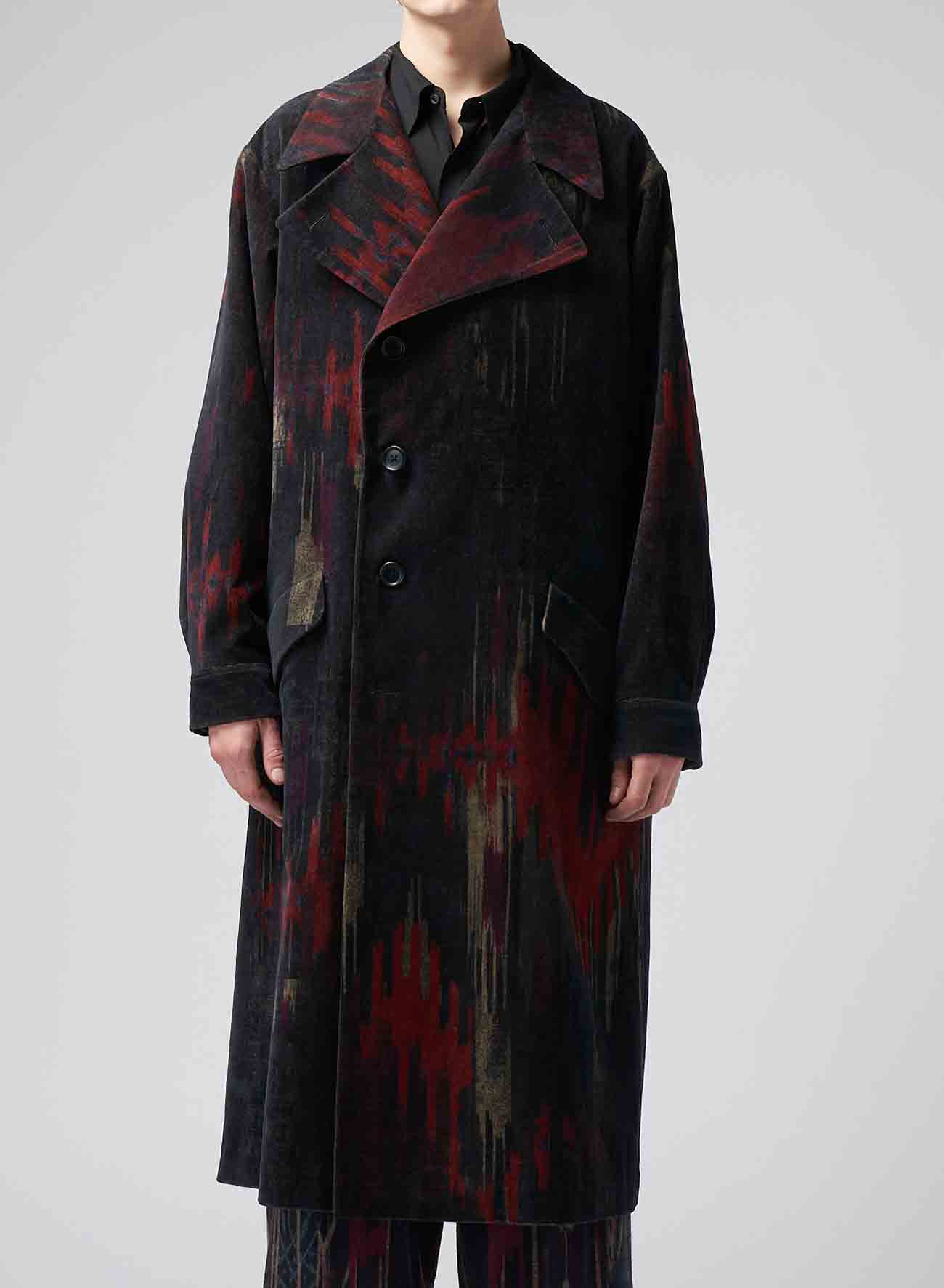 BLACK, RED AND GREEN ABSTRACT PRINT COAT