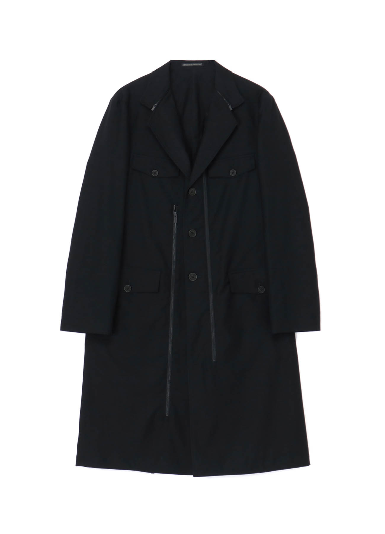 COTTON TWILL COAT WITH LONG ZIPPER DETAILS