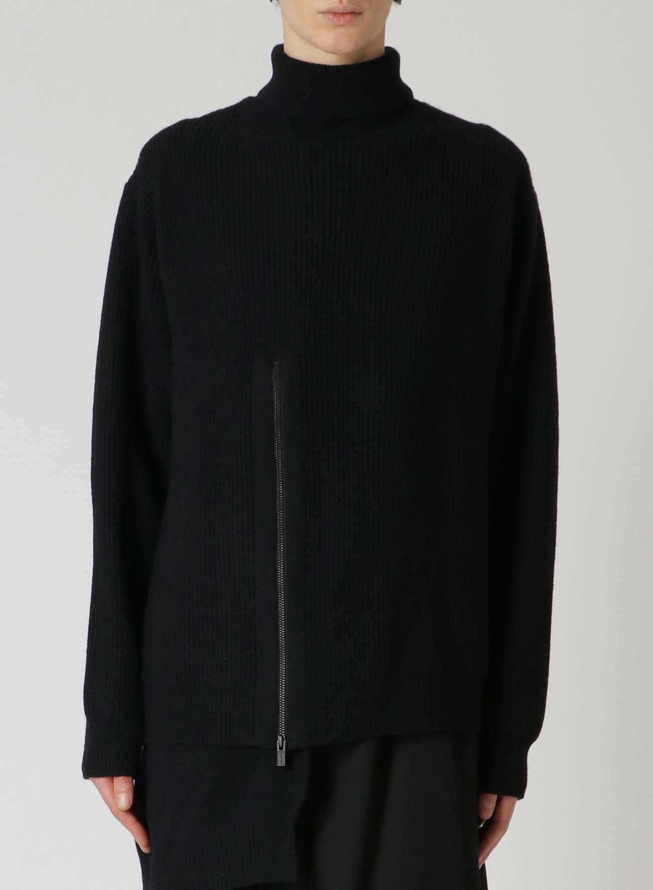 ZIPPER OPEN PLUCK CLOTH TURTLE NECK KINT