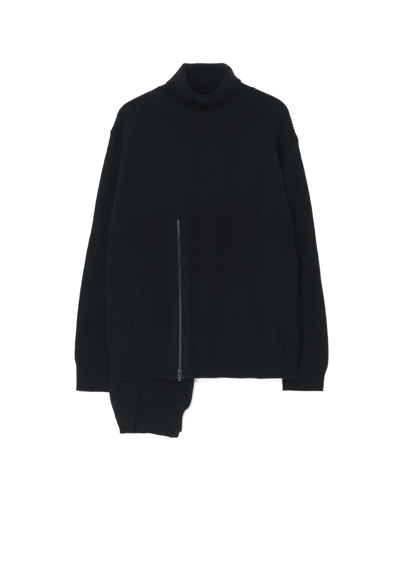 ZIPPER OPEN PLUCK CLOTH TURTLE NECK KINT