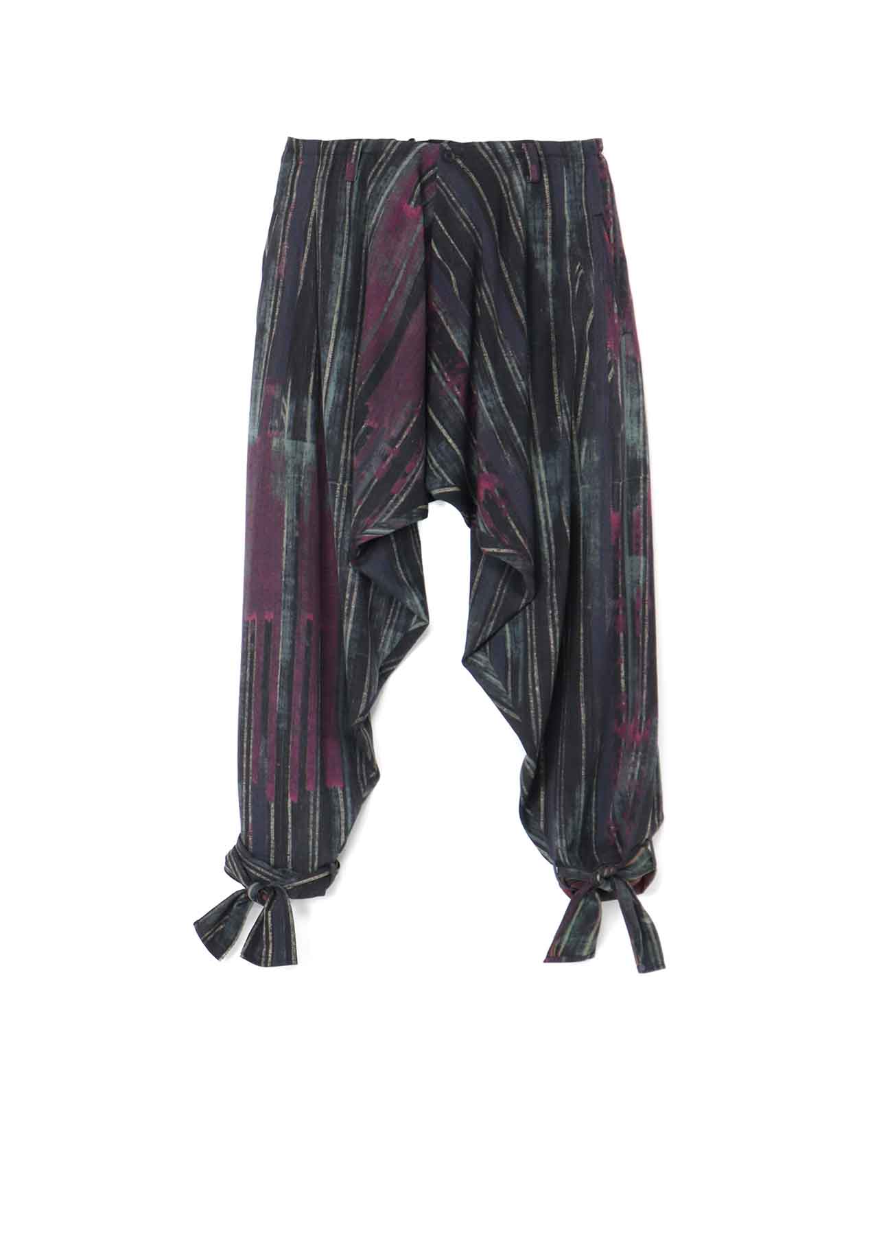 ABSTRACT STRIPE PATTERNED PANTS WITH HEM TIES