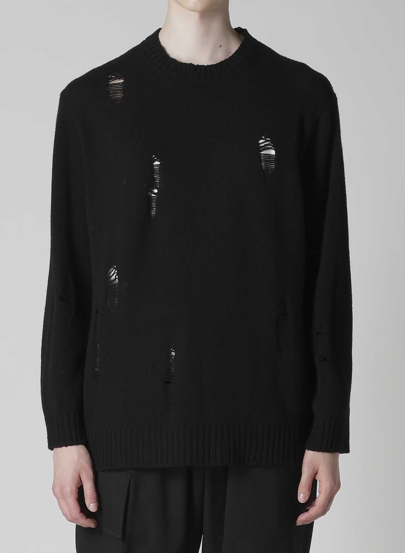 PLAIN STITCH CRASHED ROUND NECK PULLOVER