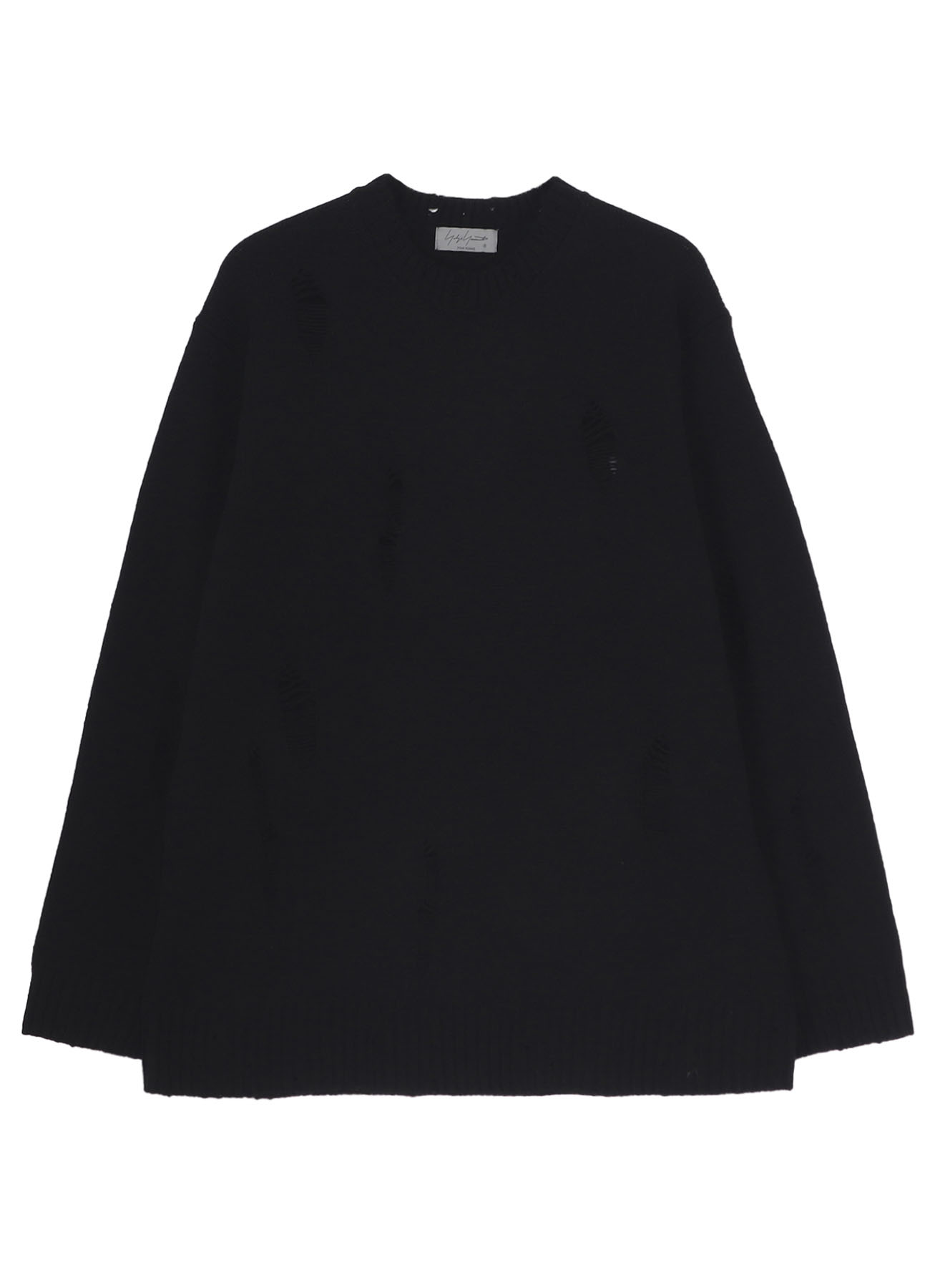 PLAIN STITCH CRASHED ROUND NECK PULLOVER